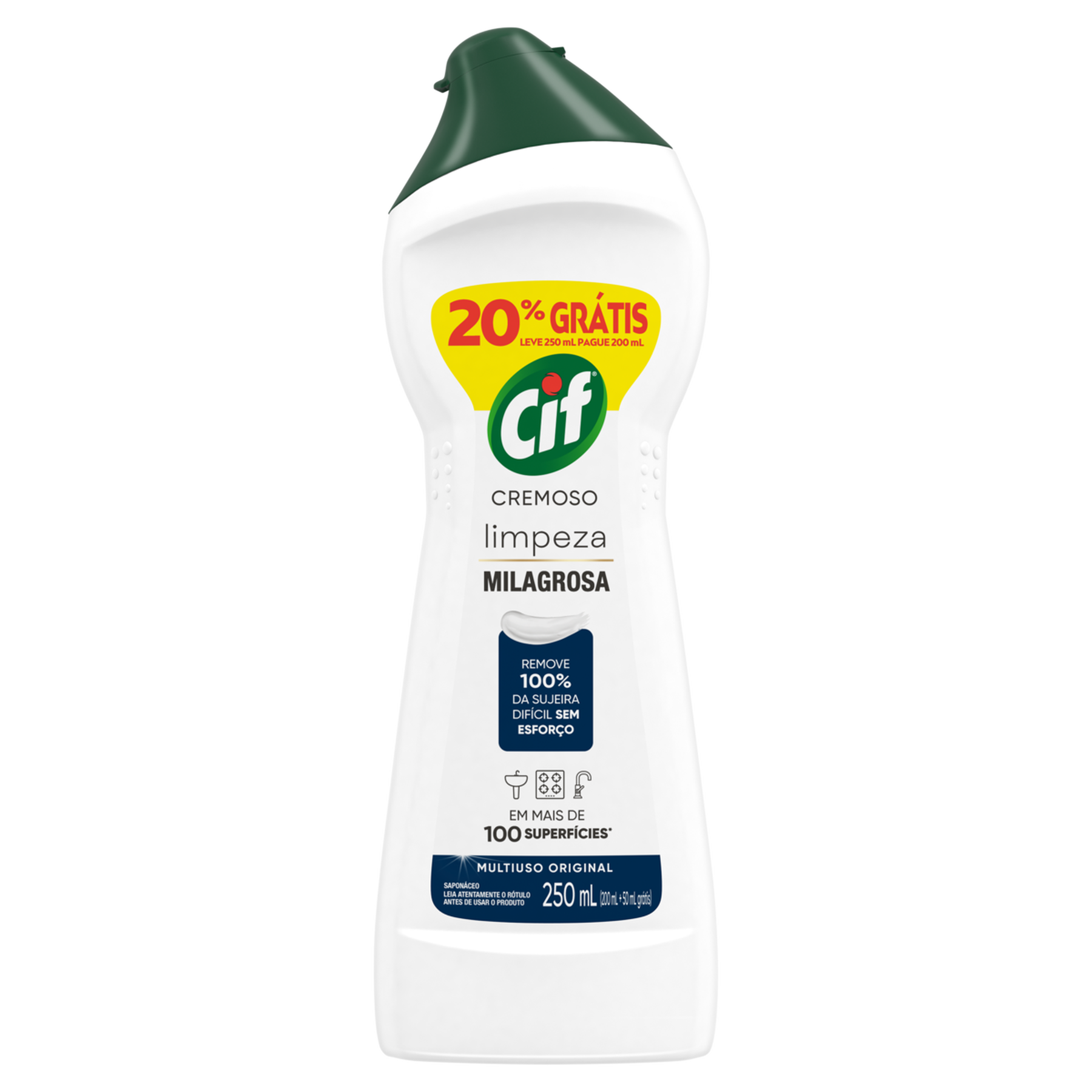 Sapon&aacute;ceo Cremoso Multiuso Original Cif Squeeze 250ml - Embalagem Leve 250ml Pague 200ml
