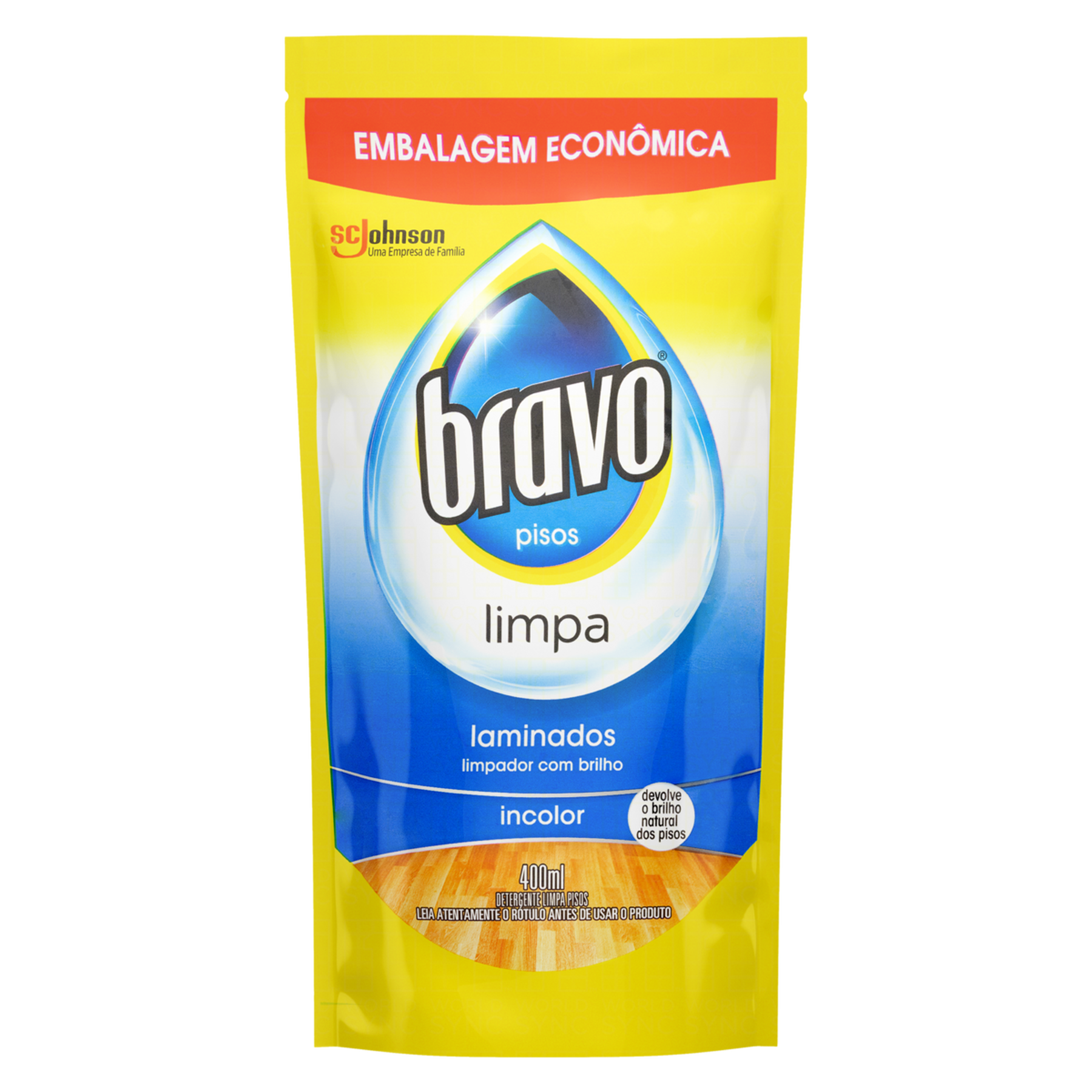 Detergente Limpa Pisos Laminados Bravo Sachê 400ml - Embalagem Econômica