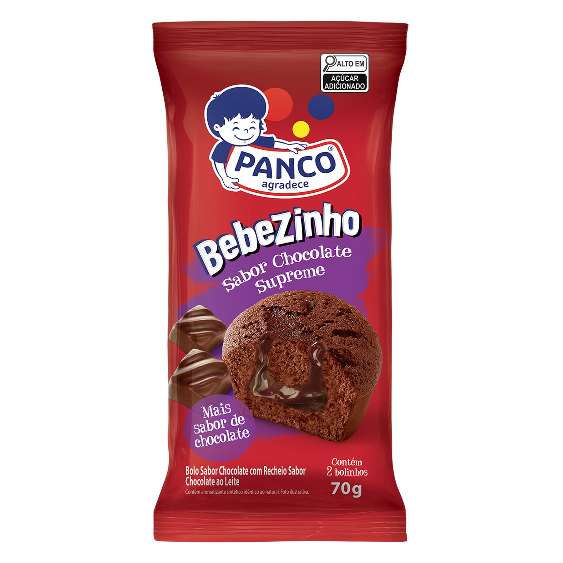 Bolo Chocolate Supreme Bebezinho Panco Pacote 70g C/2 Unidades