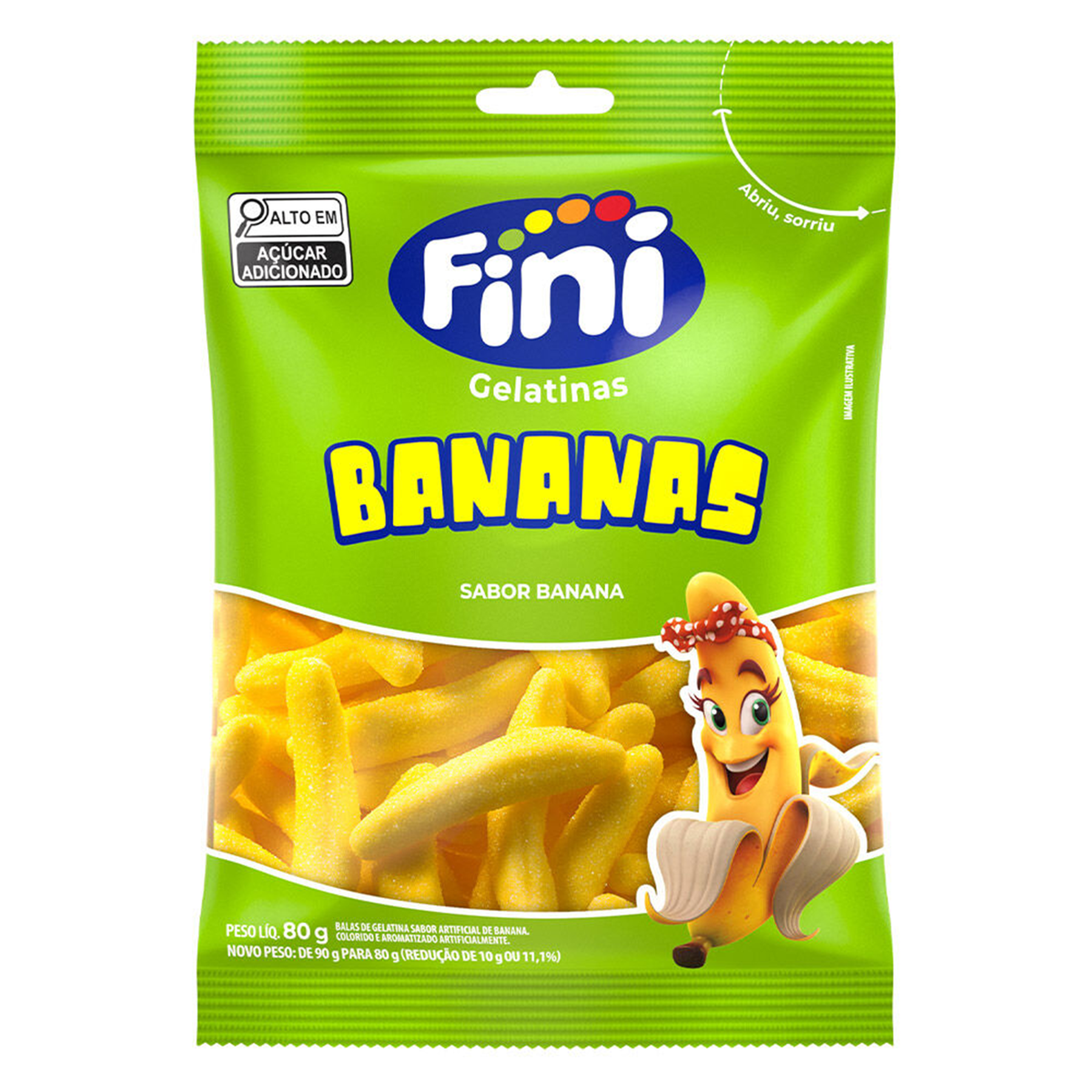 Bala de Gelatina Fini Bananas Pacote 80g&nbsp;
