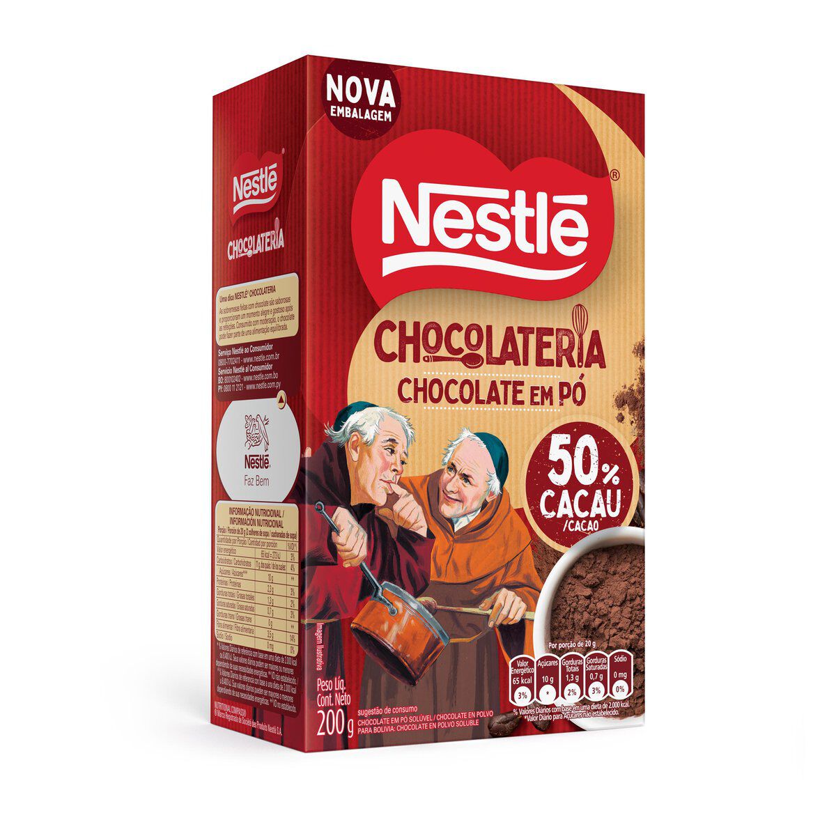 Chocolate em P&oacute; Nestl&eacute; Dois Frades 200g