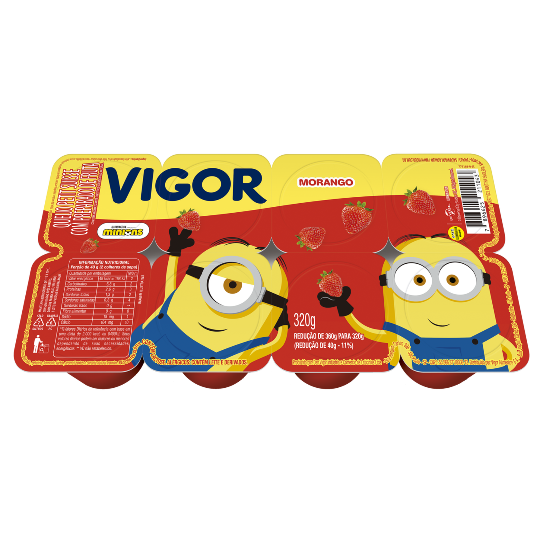 Vigor de Morango Bandeja 320g com 8 Unidades - Petit Suisse