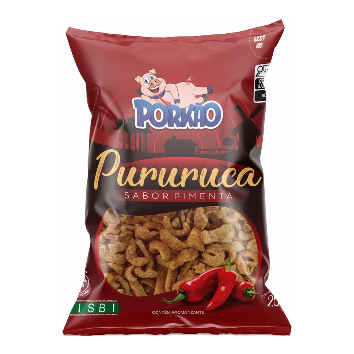 Pururuca Sabor Pimenta Pork&atilde;o Pacote 25g