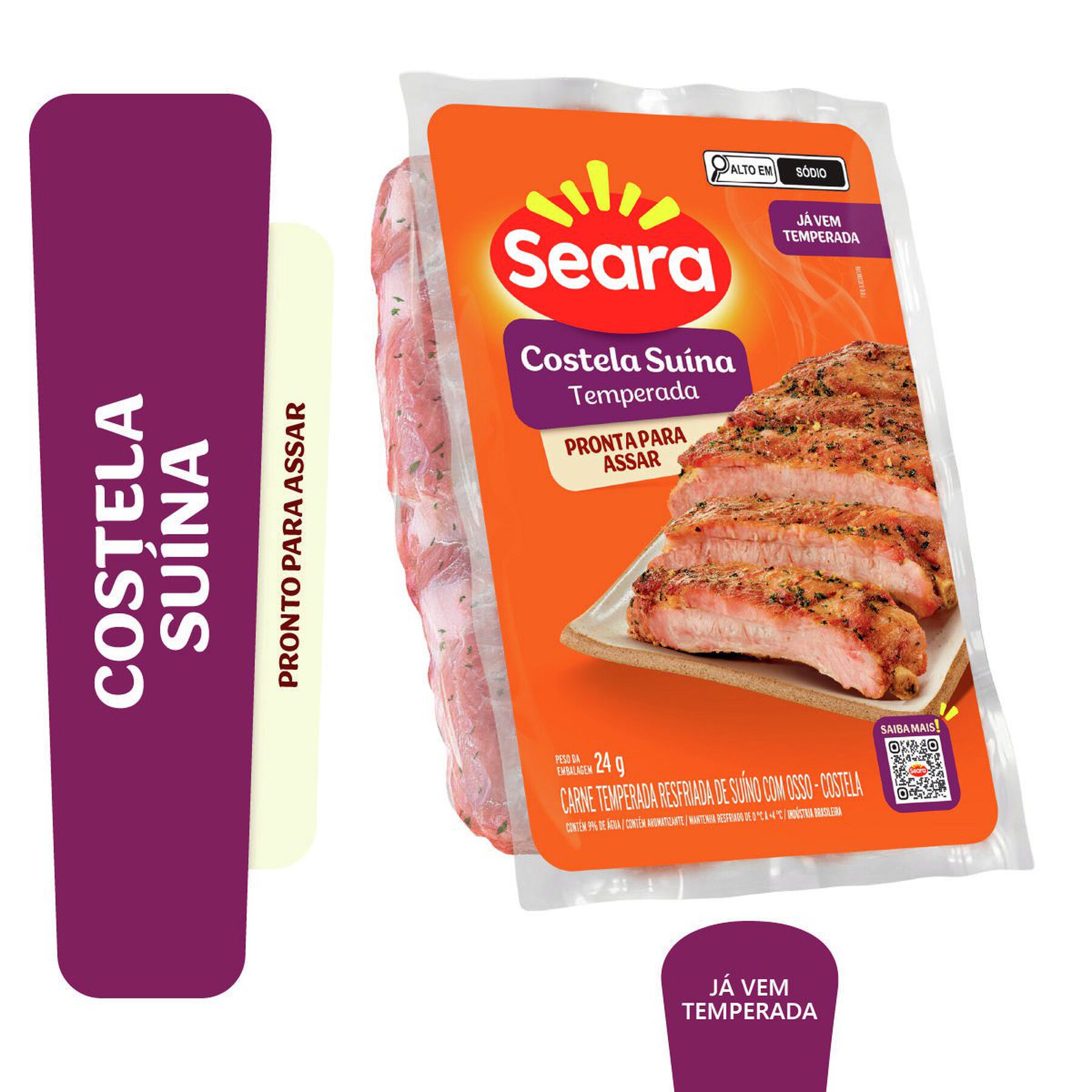 Carne Temperada Costela Suína Seara aprox. 800g