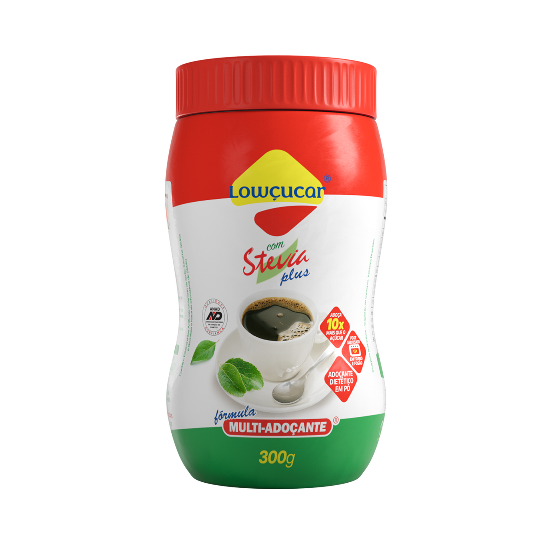 Ado&ccedil;ante em P&oacute; com Stevia Low&ccedil;ucar Plus Pote 300g