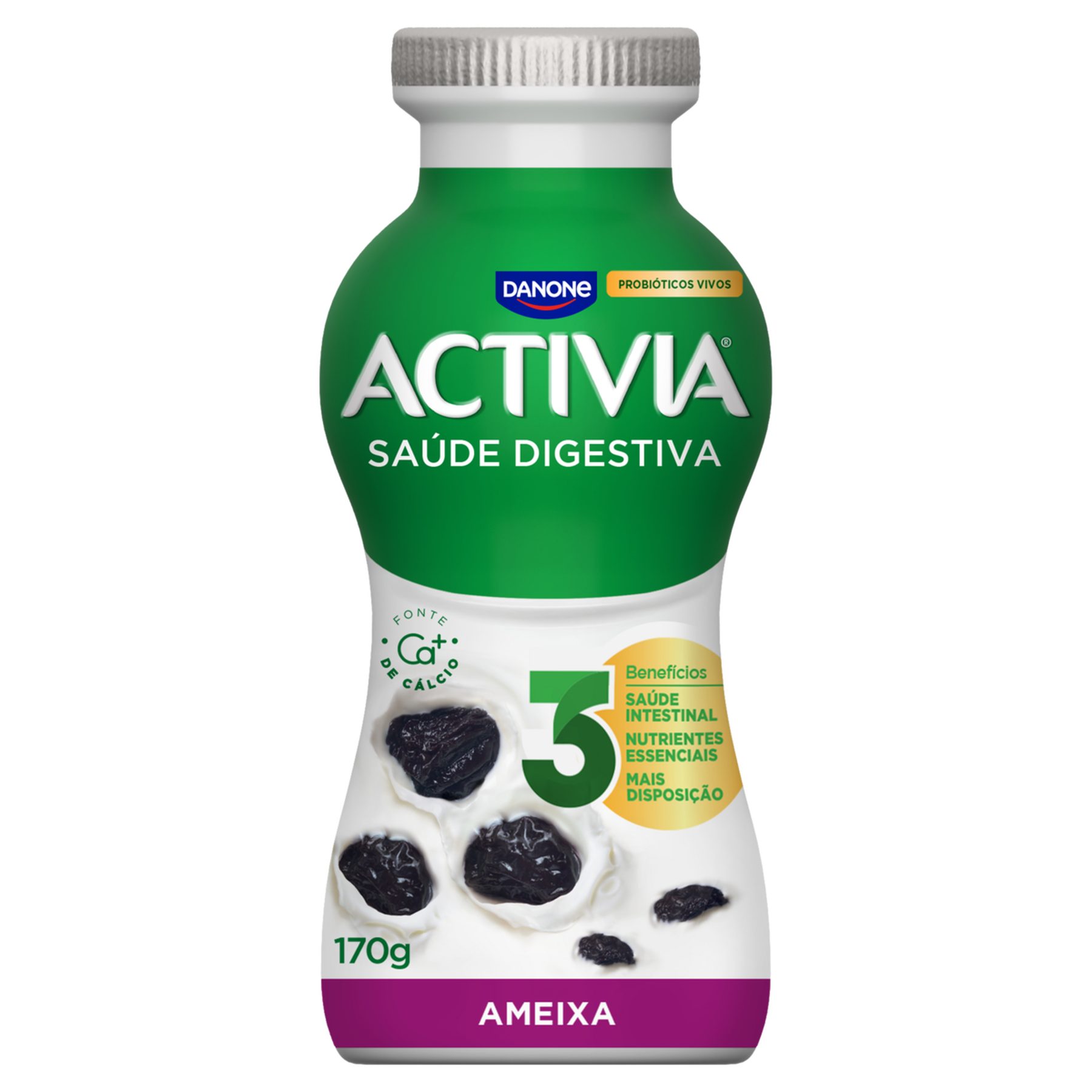 Leite Fermentado Parcialmente Desnatado Ameixa Activia Frasco 170g&nbsp;&nbsp;