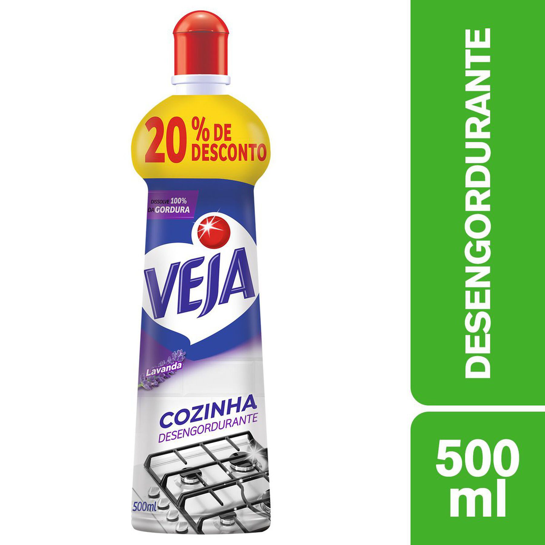 Limpador Desengordurante Cozinha Lavanda Veja Squeeze 500ml - Embalagem Grátis 20% de Desconto