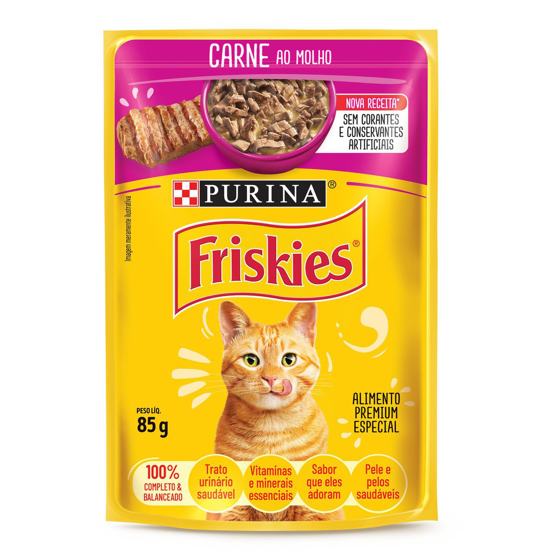Alimento para Gatos Carne ao Molho Purina Friskies Sachê 85g