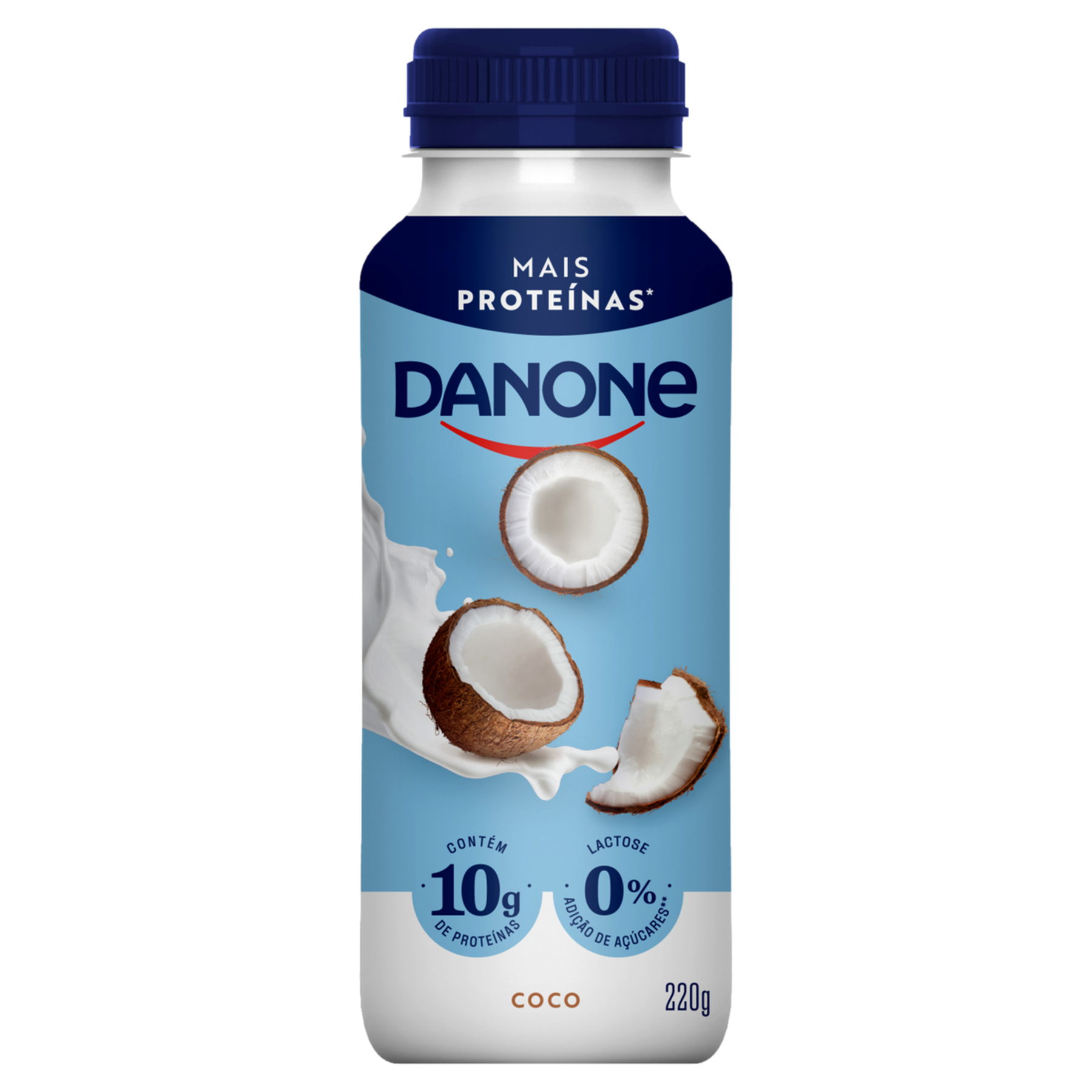 Iogurte Desnatado Coco Zero Lactose Danone Mais Prote&iacute;nas Frasco 220g