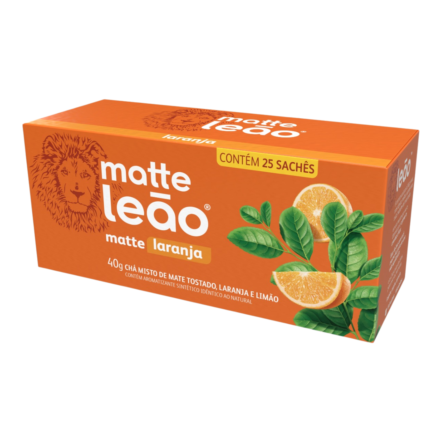 Ch&aacute; Mate Tostado Laranja Matte Le&atilde;o Caixa 40g 25 Unidades
