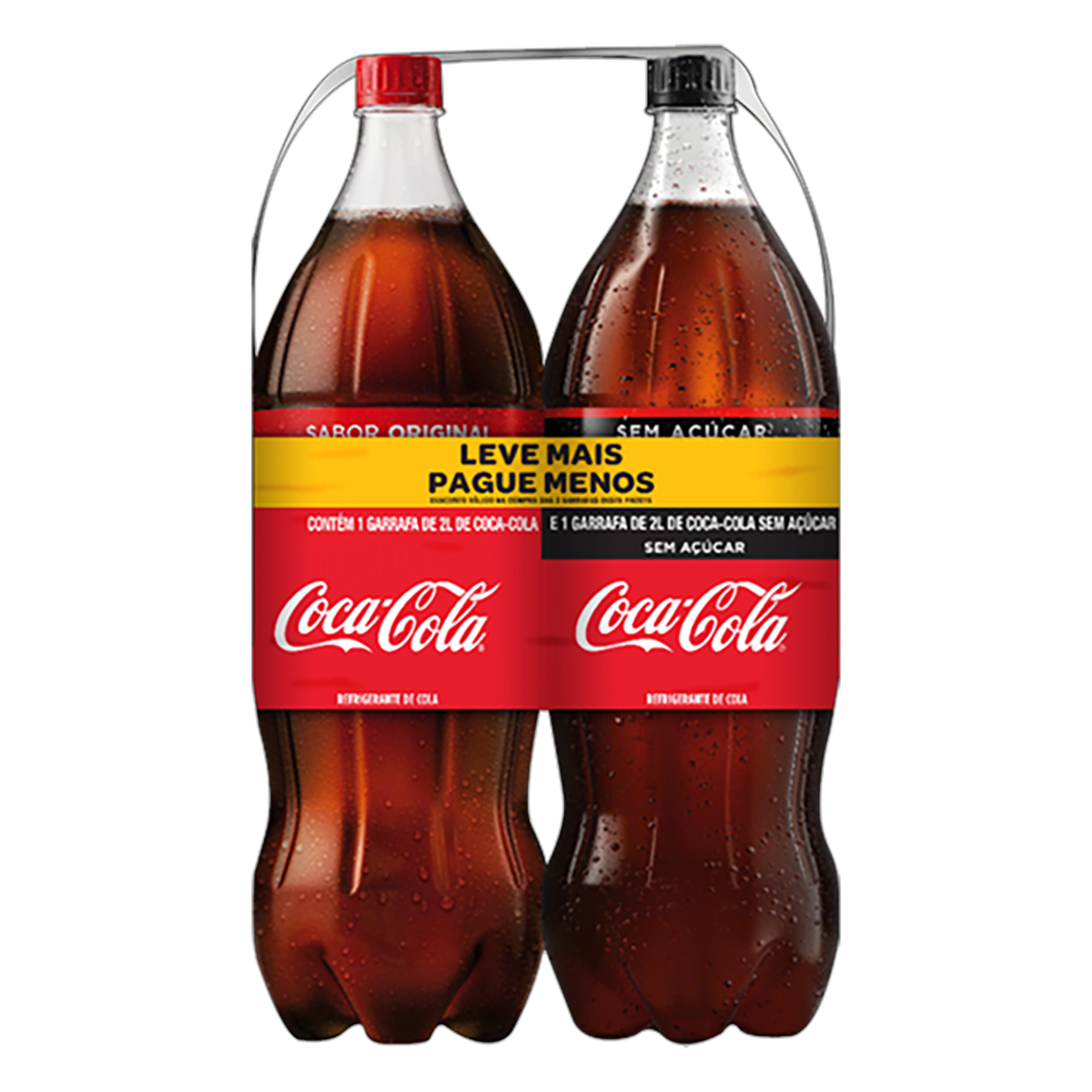 Kit Refrigerante Coca-Cola 2l + Coca-Cola 2l sem A&ccedil;&uacute;car Leve Mais Pague Menos&nbsp;