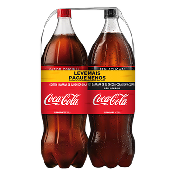 Kit Refrigerante Coca-Cola + Coca-Cola sem Açúcar 2l Cada Leve Mais Pague Menos