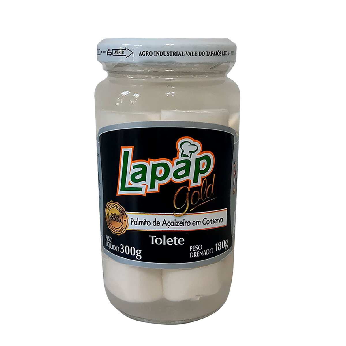 Palmito A&ccedil;a&iacute; Tolete Lapap Vidro 180g
