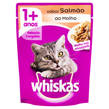 Alimento para Gatos Adultos 1+ Salmão ao Molho Whiskas Sachê 85g