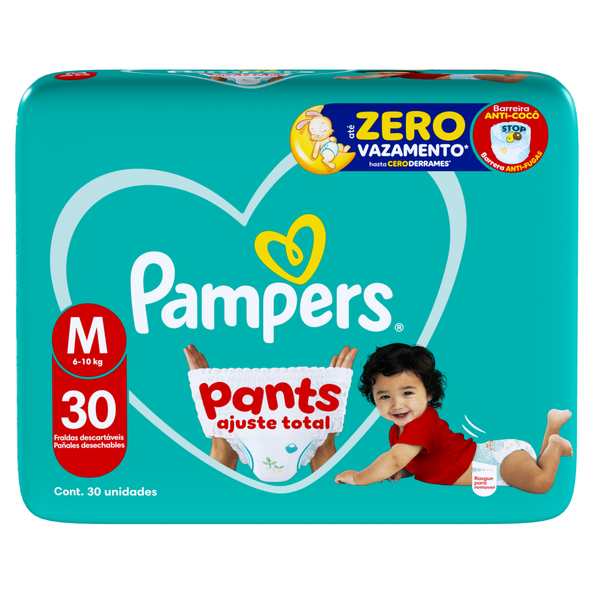 Fralda Descart&aacute;vel Infantil Pants Ajuste Total Pampers M Pacote C/30 Unidades