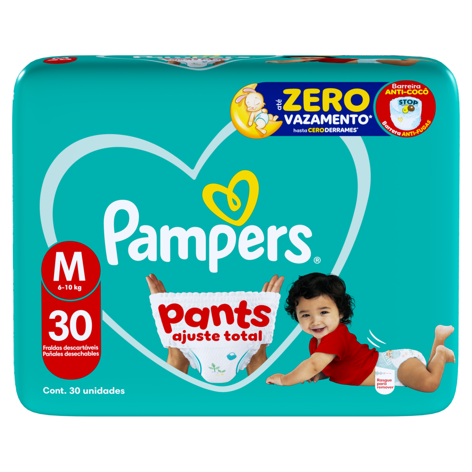 Fralda Descart&aacute;vel Infantil Pants Ajuste Total Pampers M Pacote C/30 Unidades