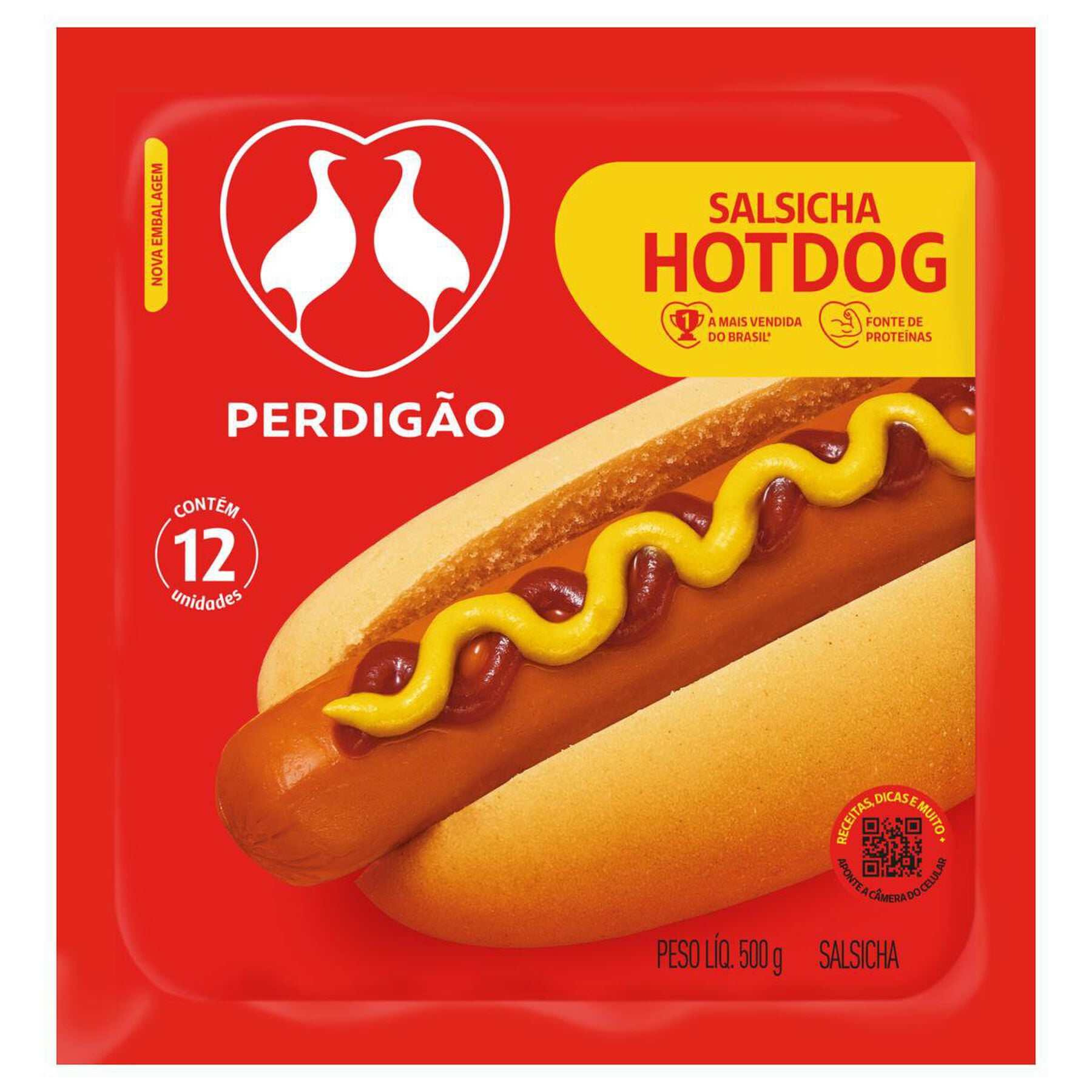 Salsicha Hot-Dog Perdig&atilde;o 500g C/12 Unidades&nbsp;