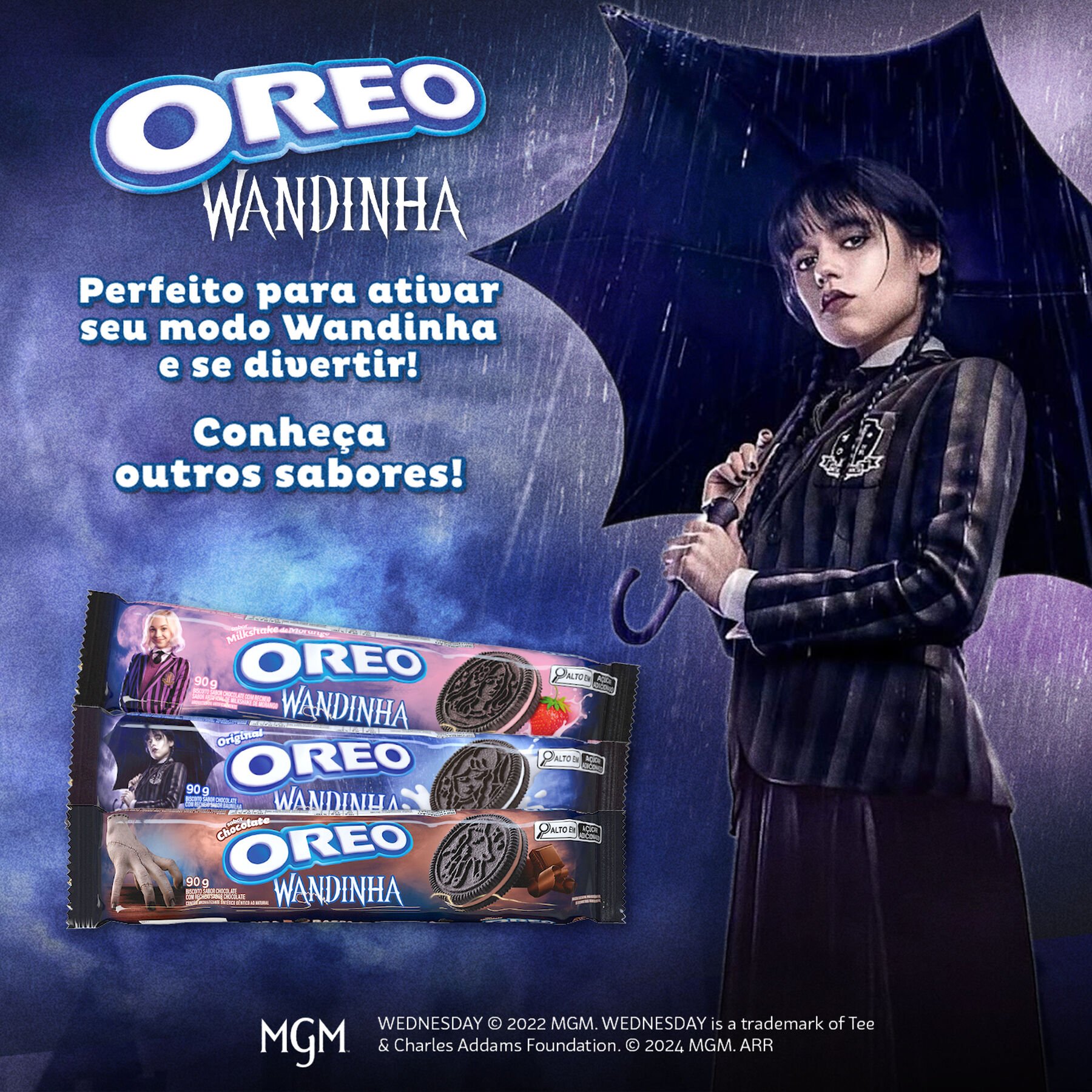 Biscoito Chocolate Recheio Chocolate Oreo Pacote 90g