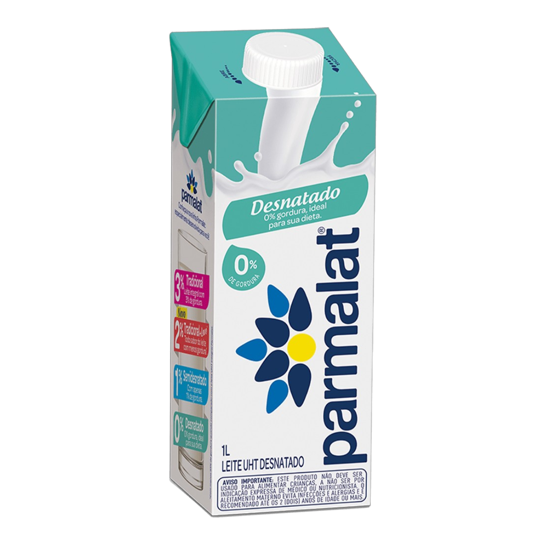 Leite UHT Desnatado Parmalat Caixa com Tampa 1l