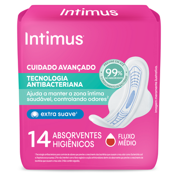 Absorvente com Abas Antibacteriano Ultrafino Intimus Pacote 14 Unidades