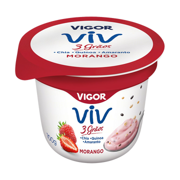 Iogurte Integral Morango Vigor 3 Grãos Pote 100g