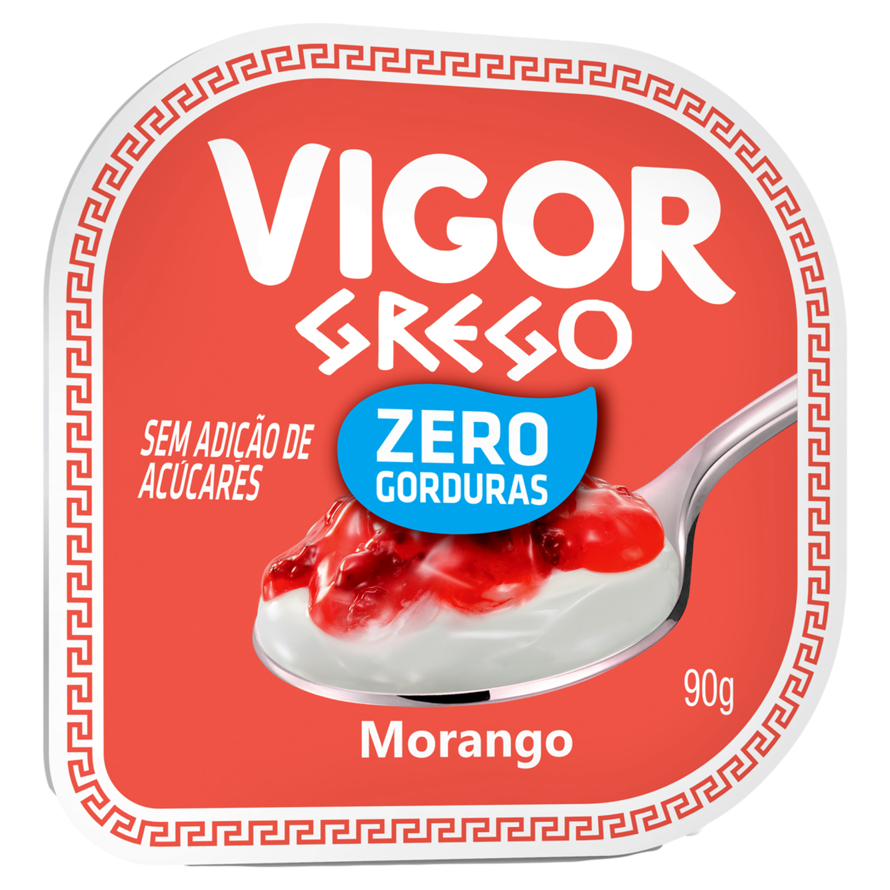Iogurte Desnatado Grego Zero Morango Vigor Pote 90g