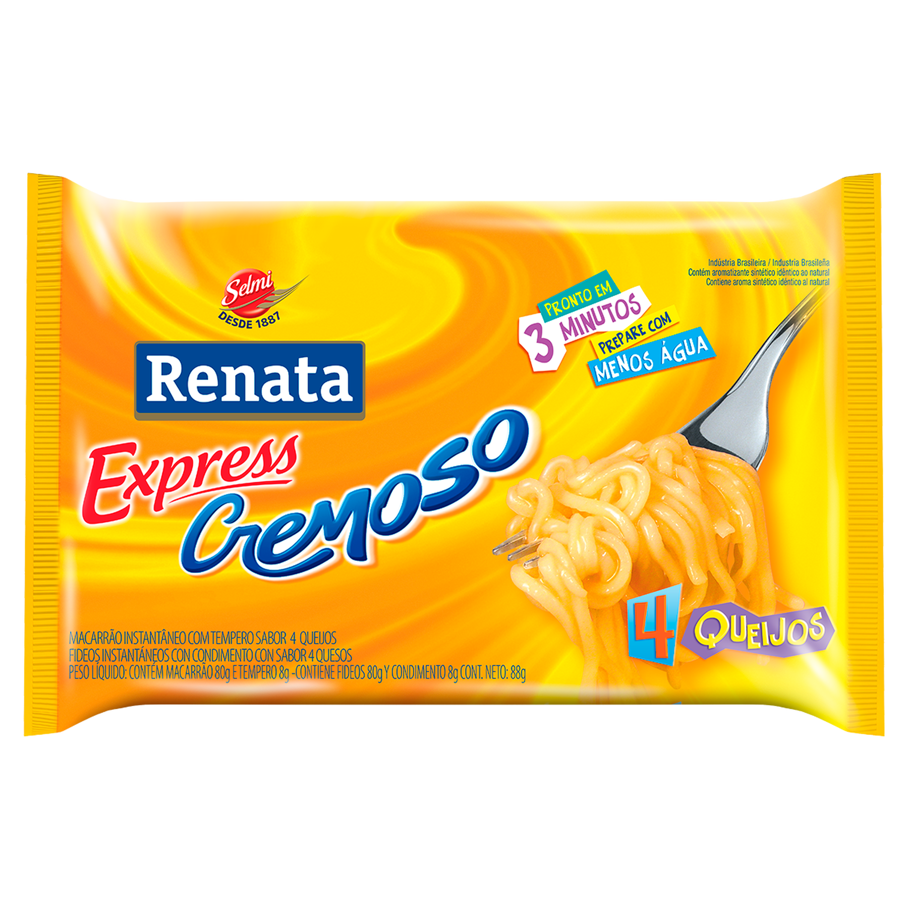 Macarrão Instantâneo Cremoso 4 Queijos Renata Express 88g 