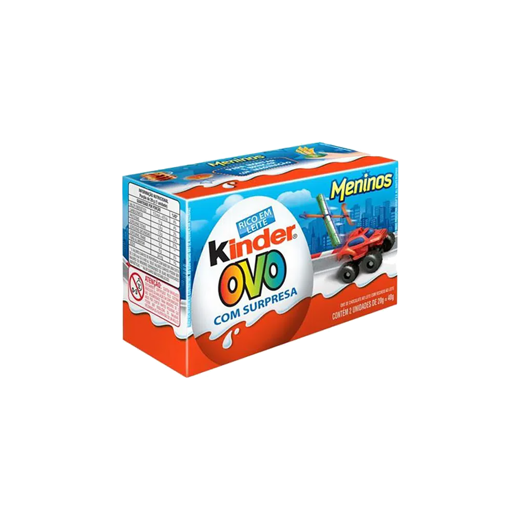 Chocolate para Meninos Kinder Ovo 40g C/2 Unidades