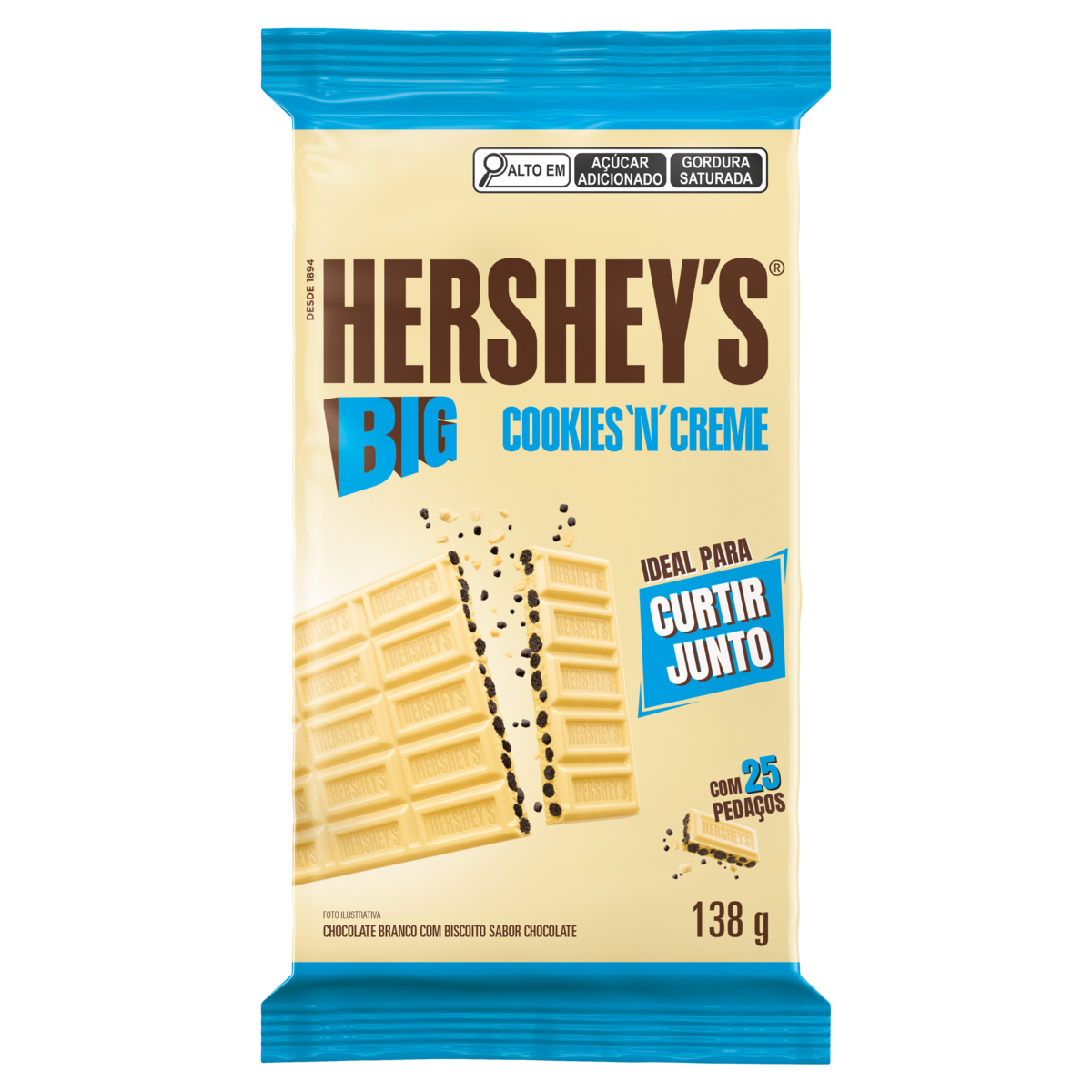 Chocolate Branco Cookies 'n' Creme Hershey's Big Pacote 138g