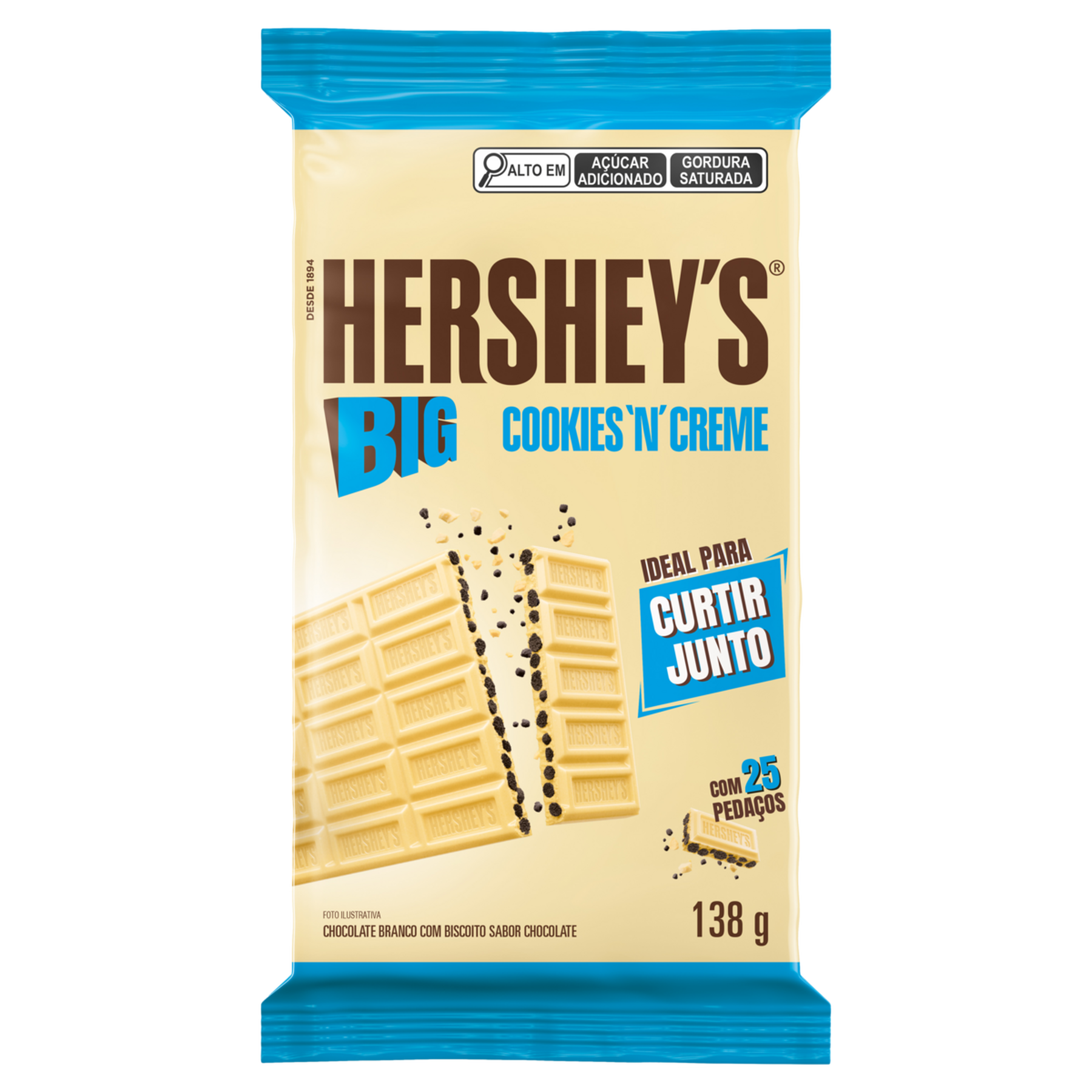 Chocolate Branco Cookies 'n' Creme Hershey's Big Pacote 138g