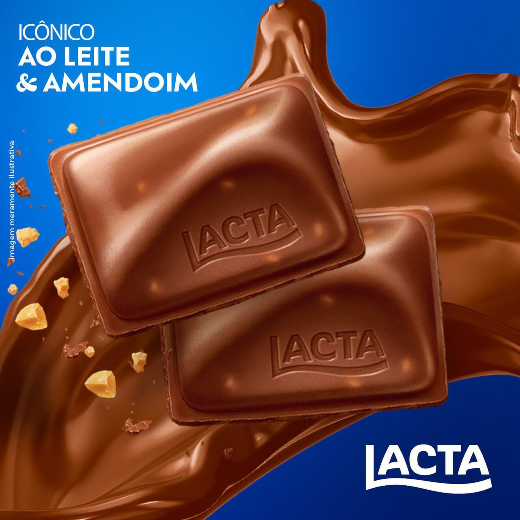 Barra de Chocolate ao Leite com Amendoim Shot Lacta Pacote 145g - Embalagem Tamanho Fam&iacute;lia