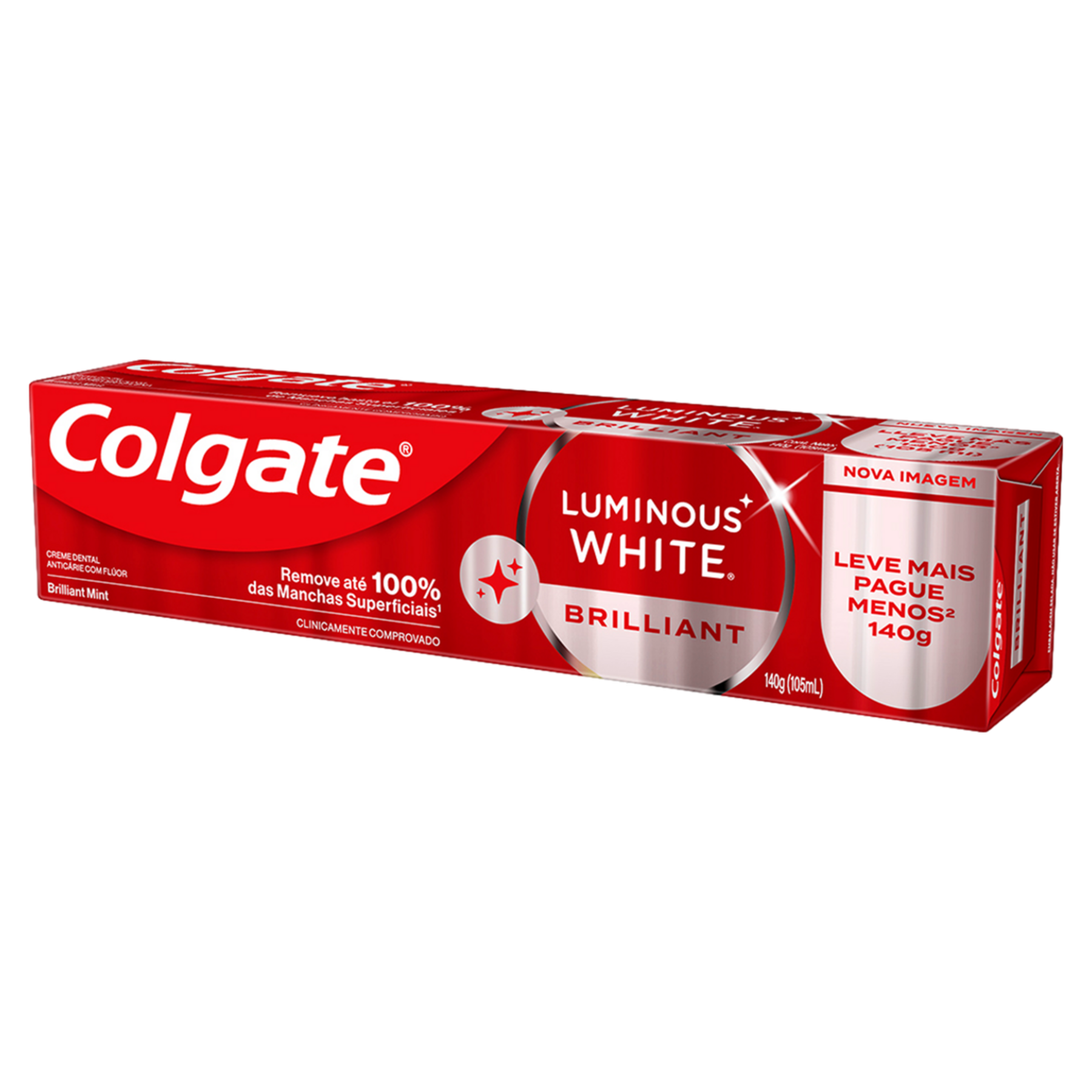 Creme Dental Brilliant Mint Luminous White Colgate Caixa 140g - Embalagem Leve Mais Pague Menos