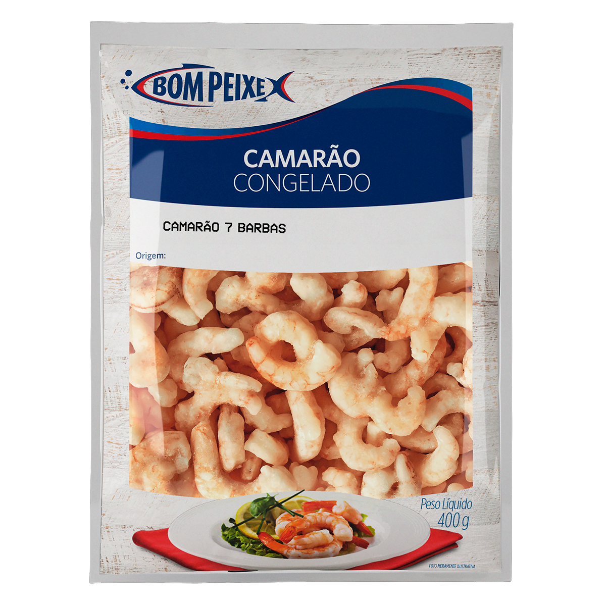 Camar&atilde;o 7 Barbas Iqf Bom Peixe 400g