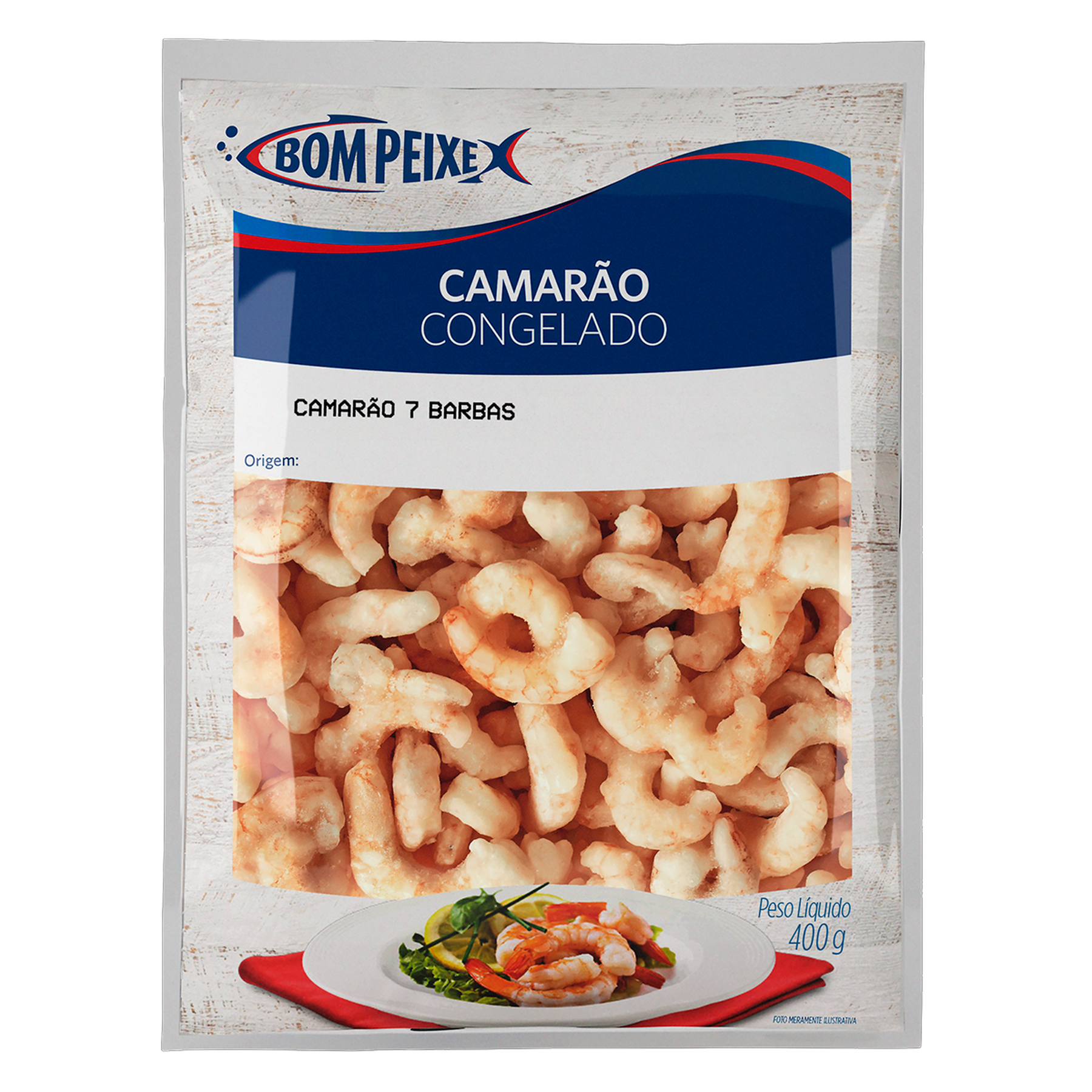 Camar&atilde;o 7 Barbas Iqf Bom Peixe 400g