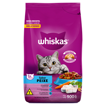Alimento para Gatos Adultos 1+ Peixe Whiskas Pacote 900g