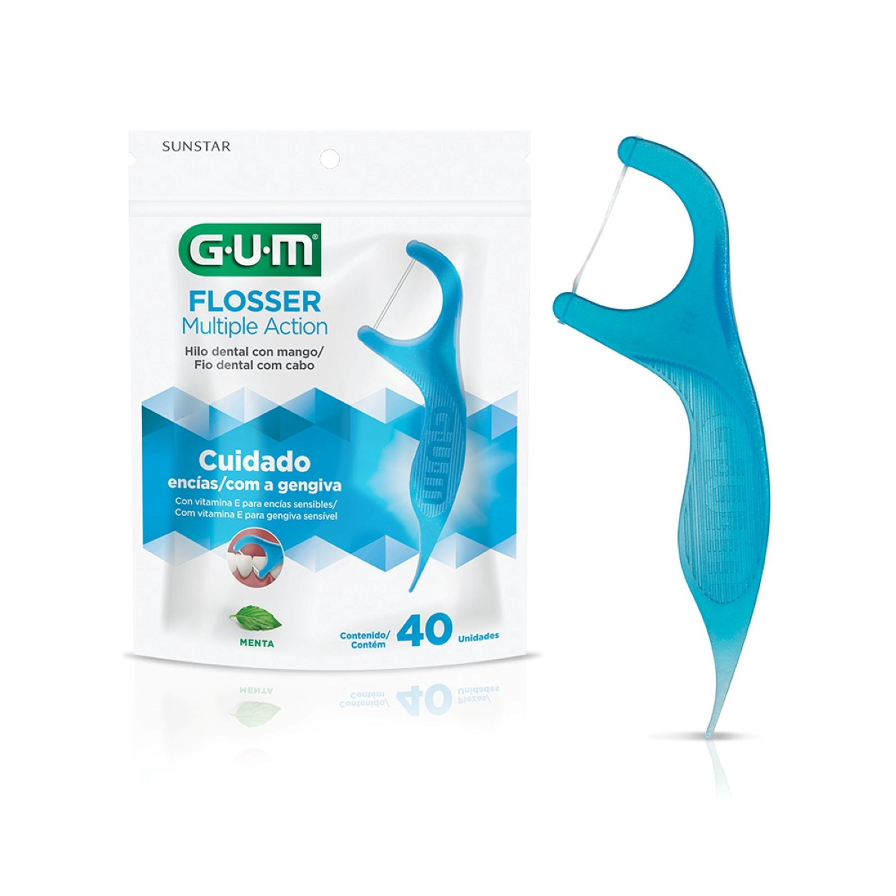 Fio Dental com Cabo Multiple Action Menta GUM C/40 Unidades