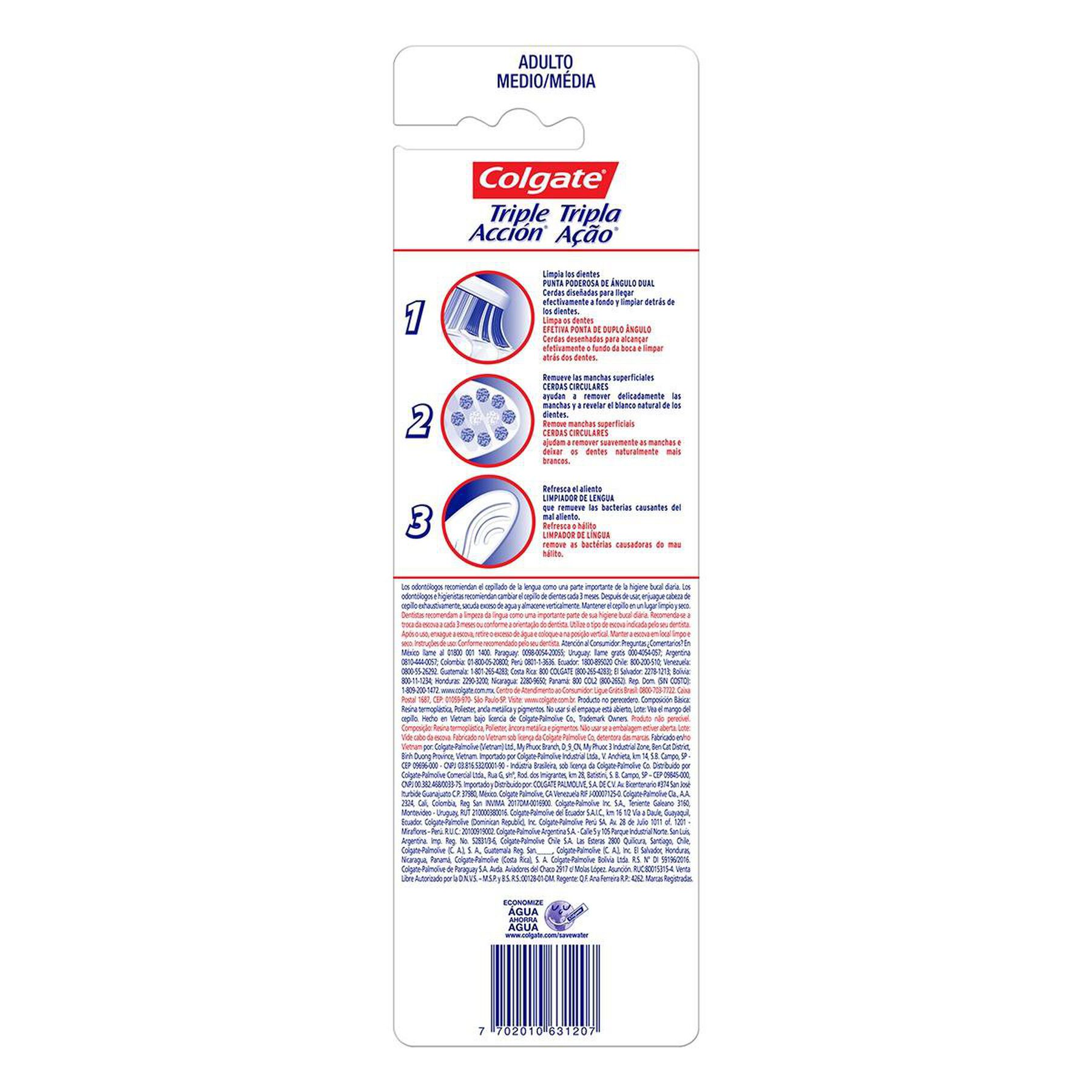 Escova Dental Média Tripla Ação Colgate C/2 Unidades