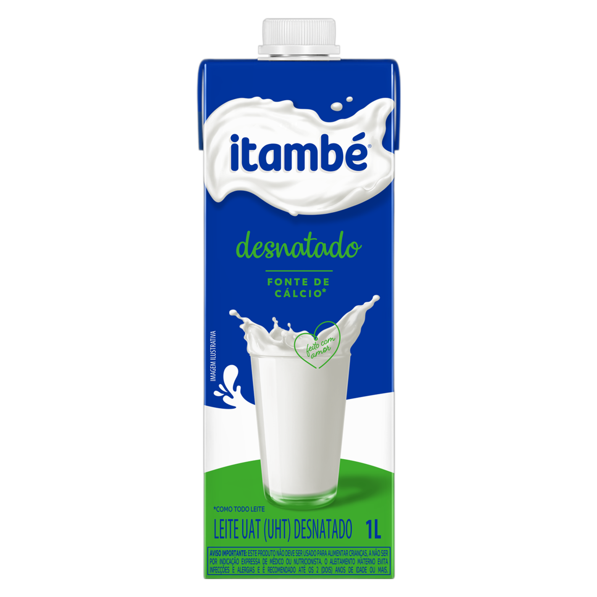 Leite UHT Desnatado Itamb&eacute; Caixa com Tampa 1l