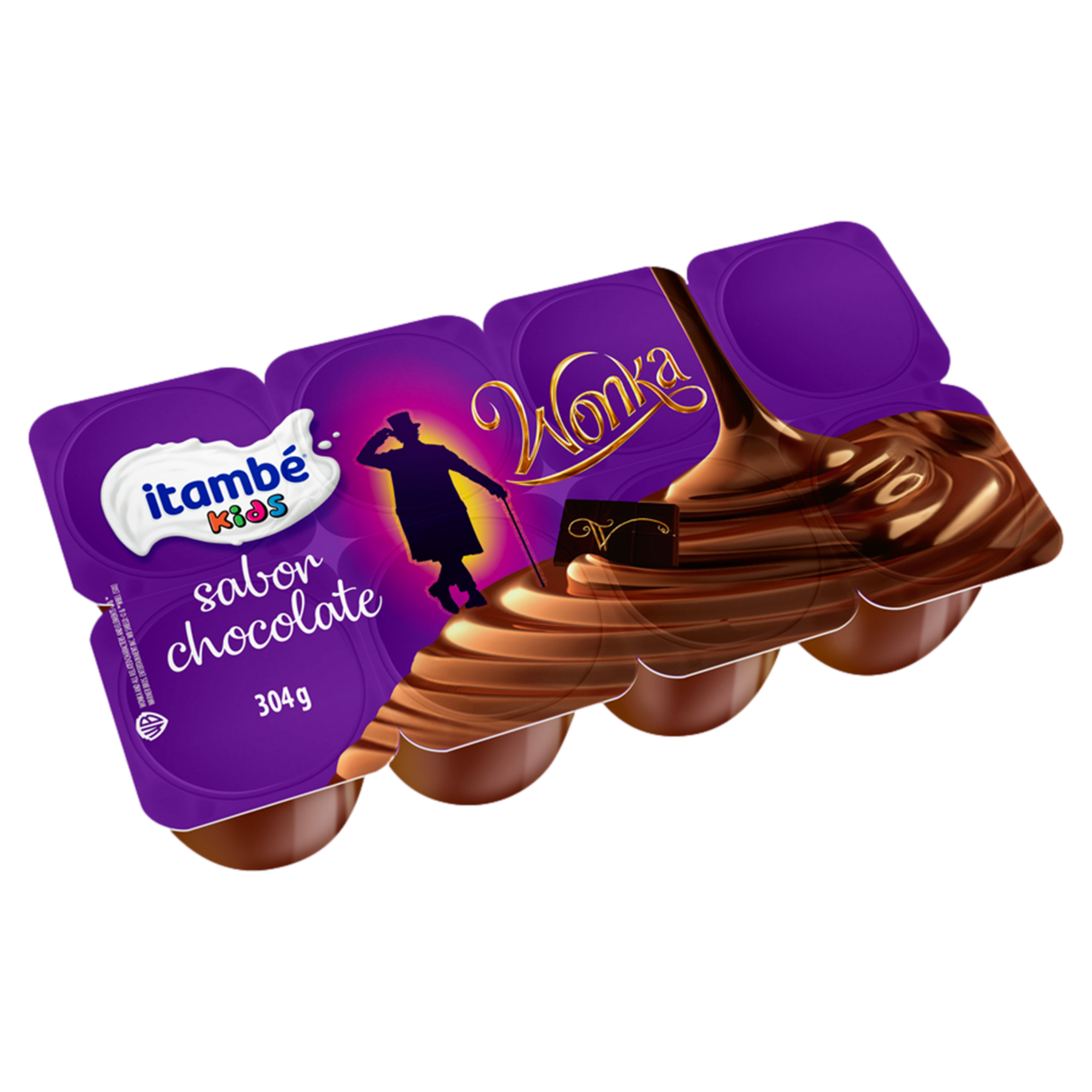 Sobremesa L&aacute;ctea Chocolate Itamb&eacute; Kids Bandeja 304g 8 Unidades