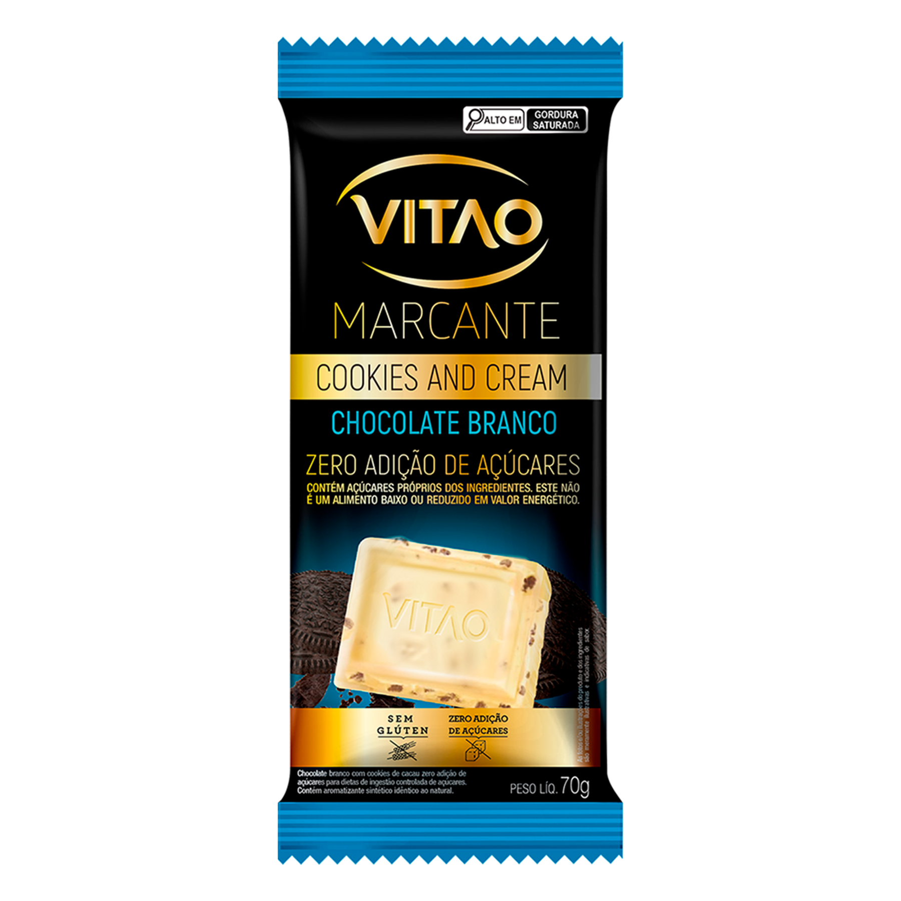 Chocolate Branco Cookies and Cream Vitao Marcante Pacote 70g