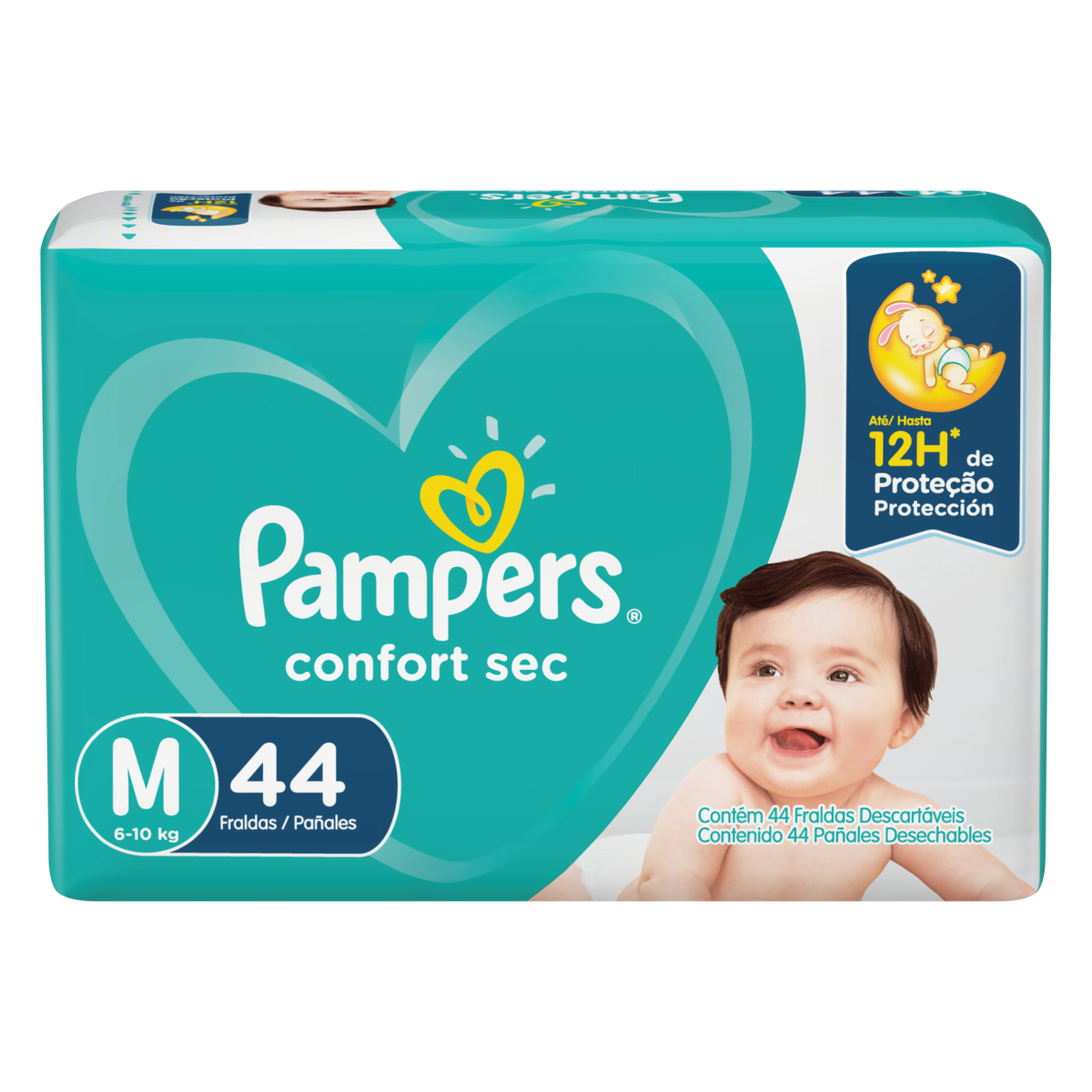 Fralda Descart&aacute;vel Infantil Pampers Confort Sec M Pacote C/44 Unidades