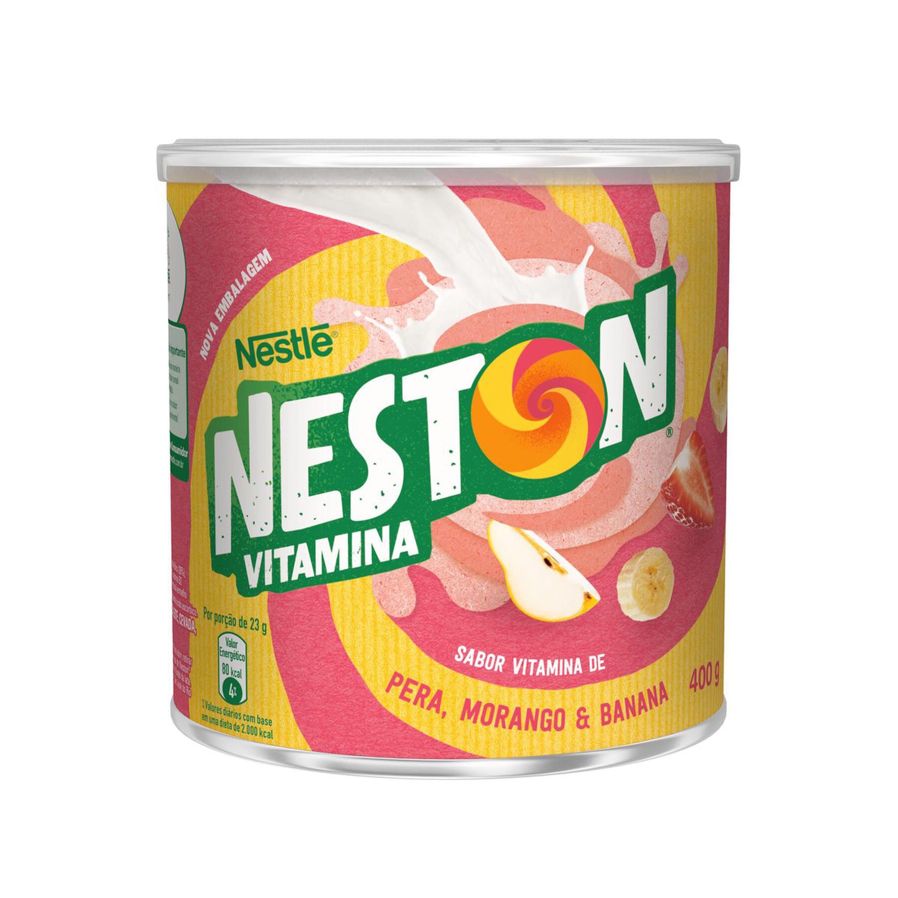 Pó para Preparo de Bebida Vitamina de Pera, Morango e Banana Nestlé Neston Lata 400g
