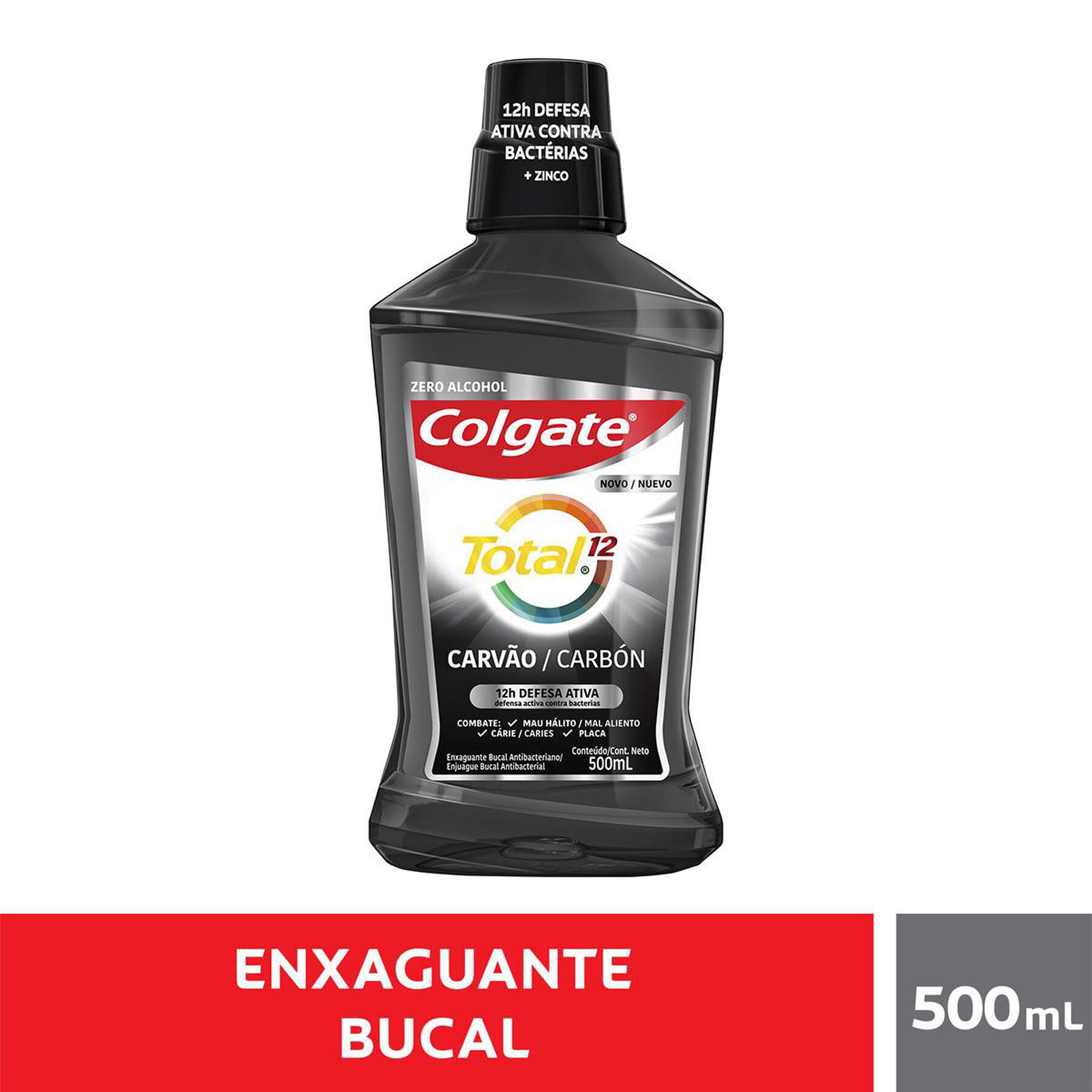 Enxaguante Bucal Multibenefício Colgate Total 12 Carvão Ativado 500ml