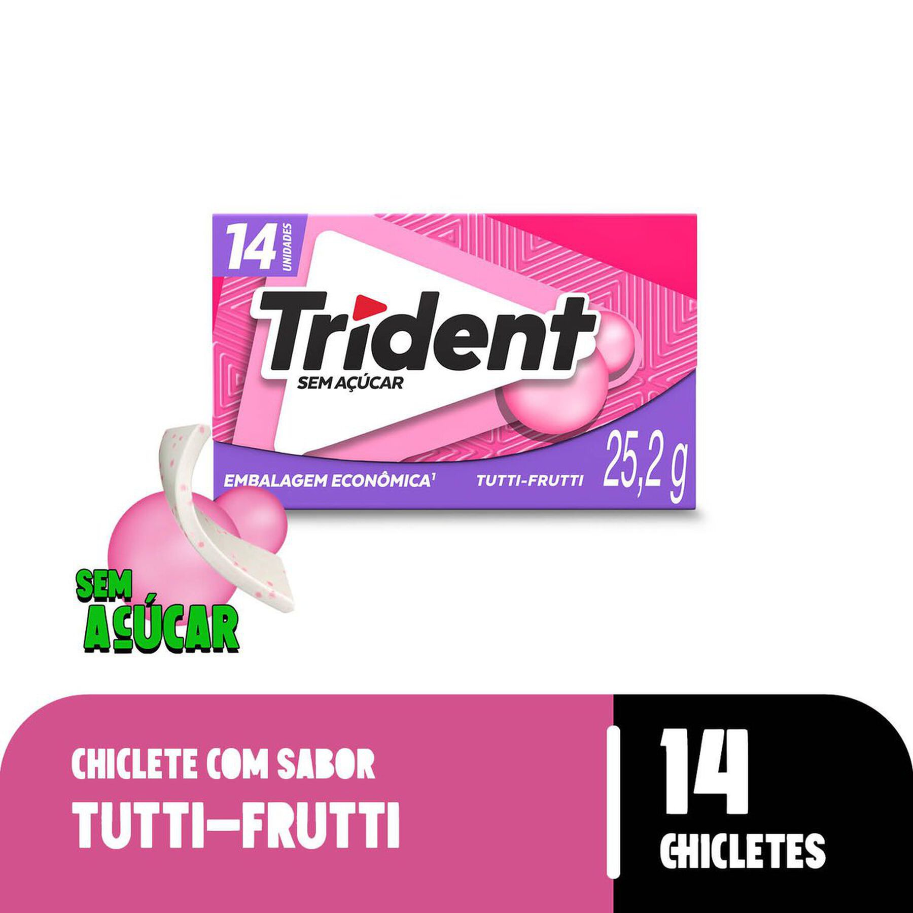 Chiclete Trident Tutti-Frutti 25,2g - Embalagem Econ&ocirc;mica C/14 Unidades