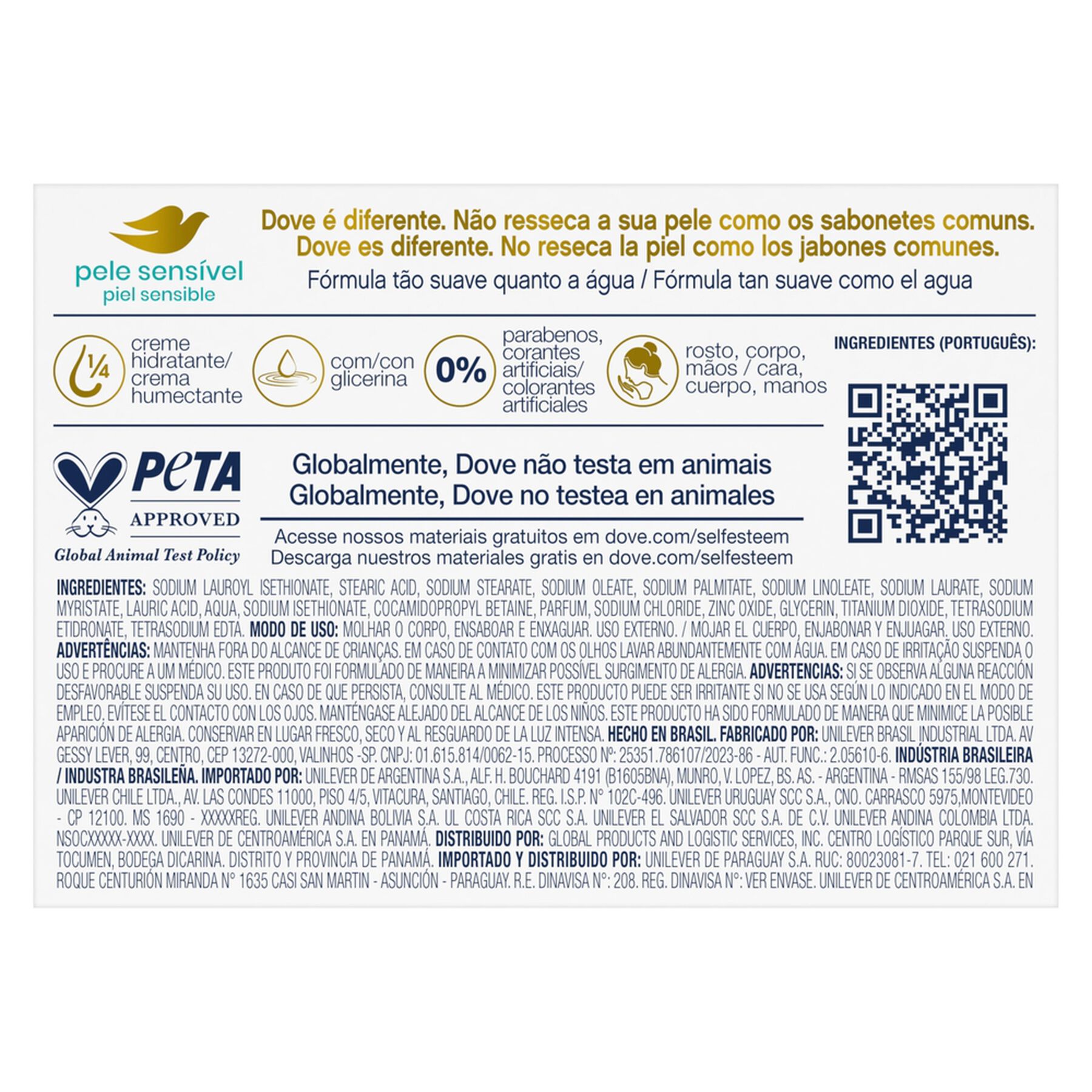 Sabonete em Barra Pele Sensível Dove Caixa 90g