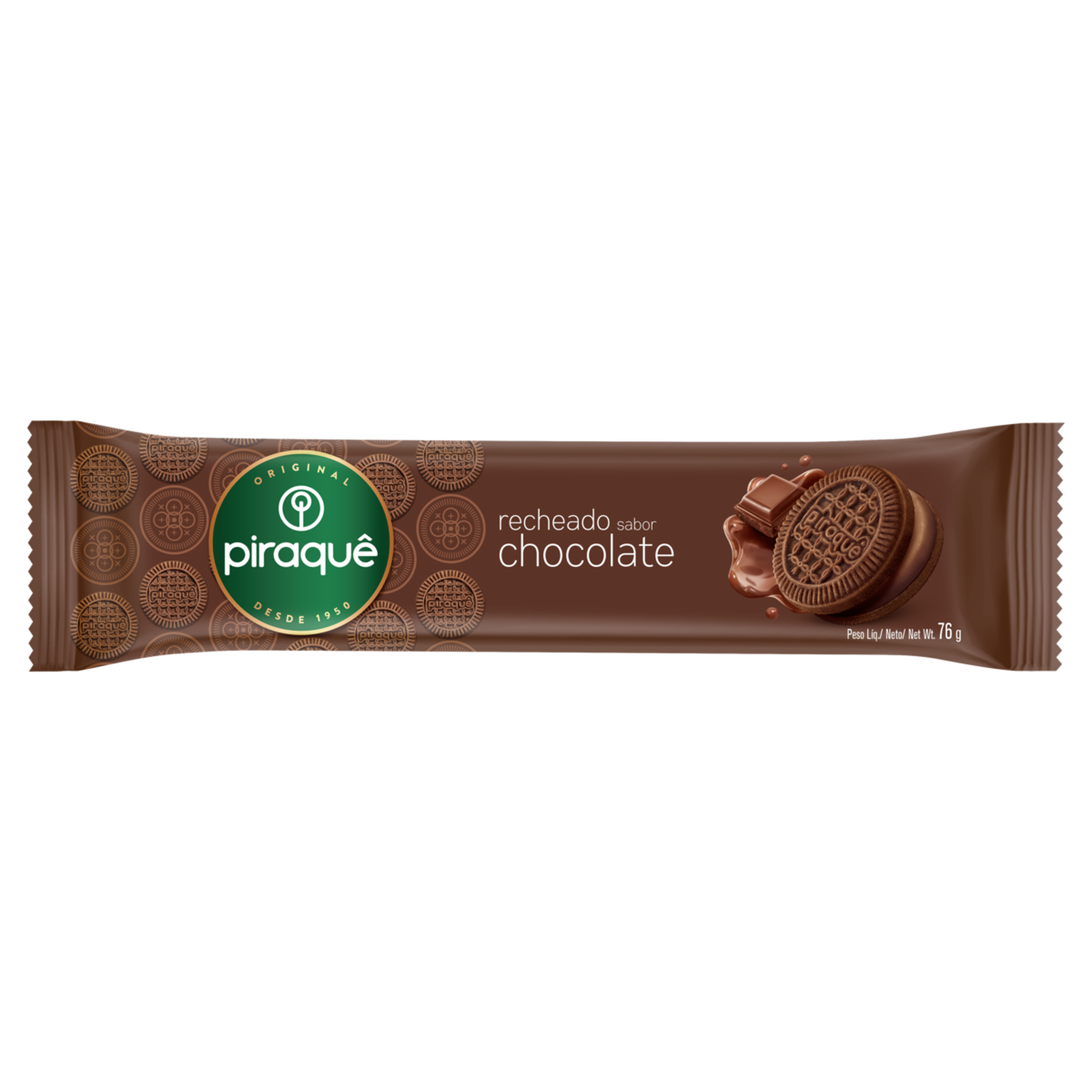 Biscoito Recheio Chocolate Piraqu&ecirc; Pacote 76g