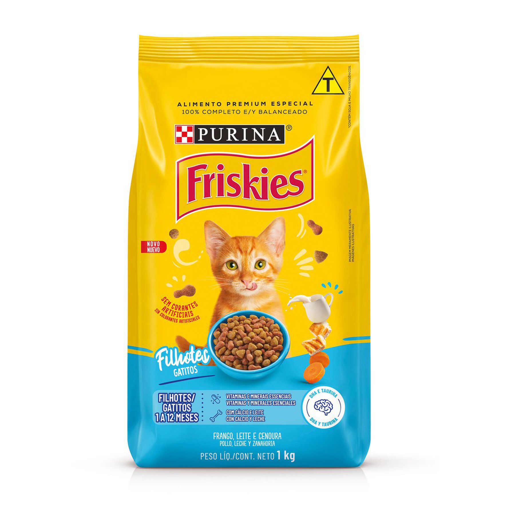 Alimento para Gatos Filhotes Frango, Cenoura e Leite Friskies Purina Pacote 1kg