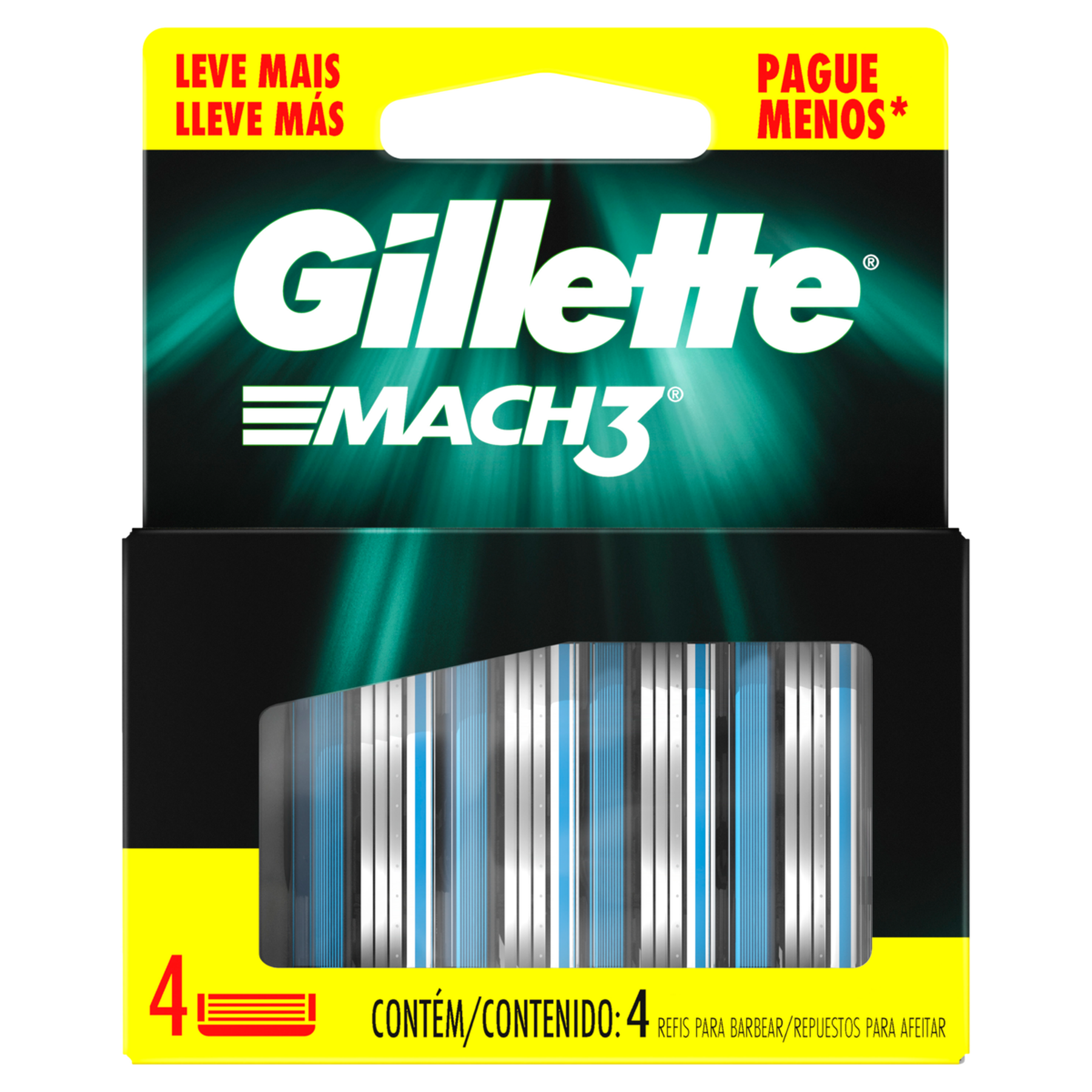 Carga de Aparelho para Barbear Gillette Mach3 C/4 Unidades - Embalagem Leve Mais Pague Menos