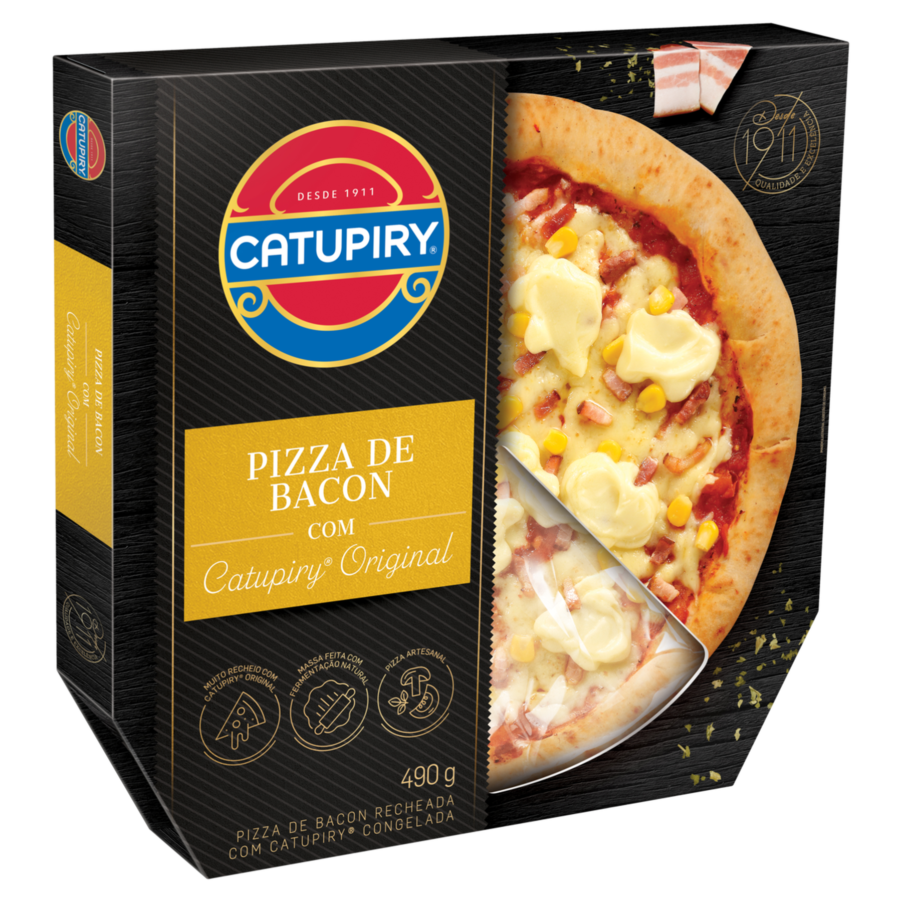 Pizza de Bacon com Catupiry Original Catupiry Caixa 490g