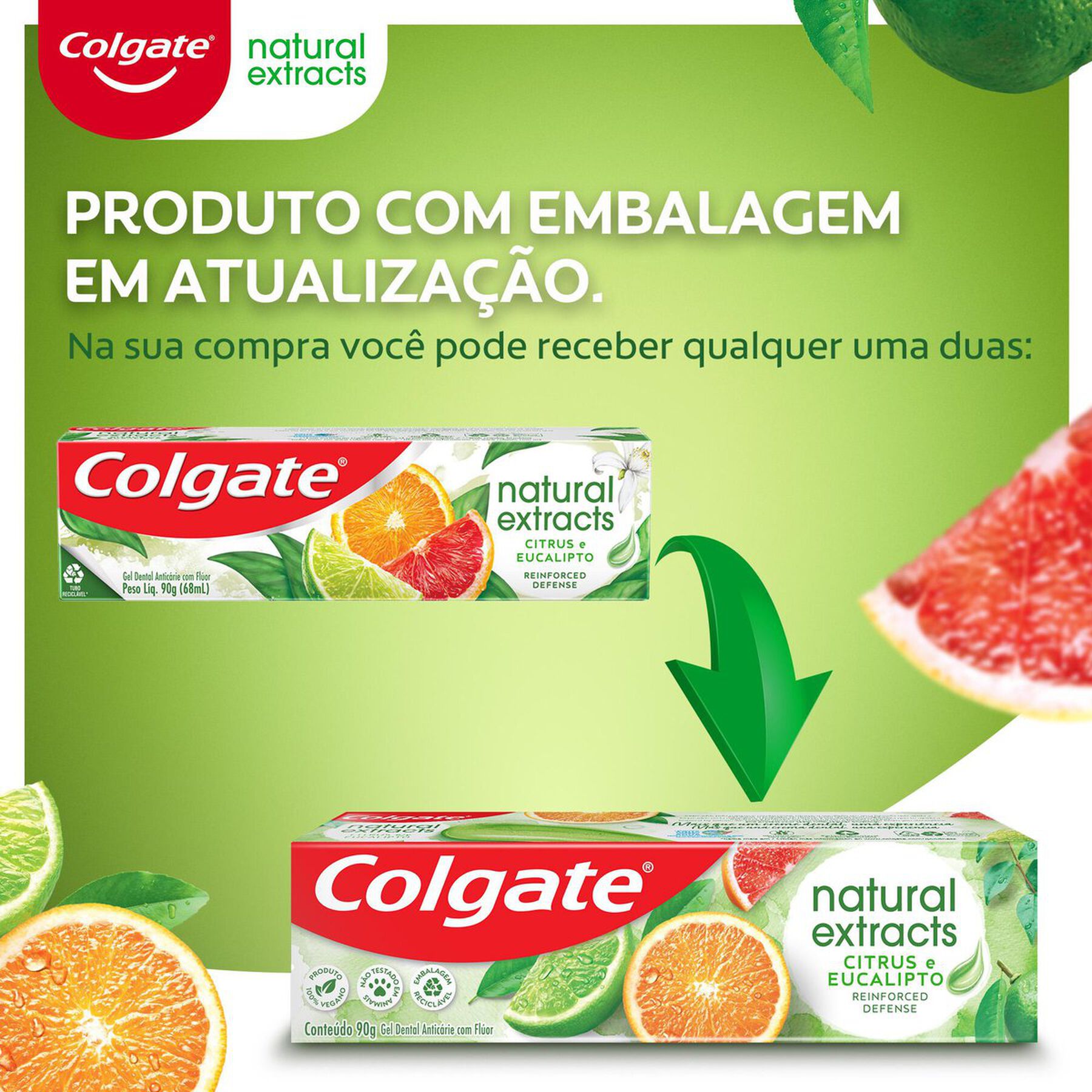 Gel Dental Reinforced Defense Citrus e Eucalipto Colgate Natural Extracts Caixa 90g